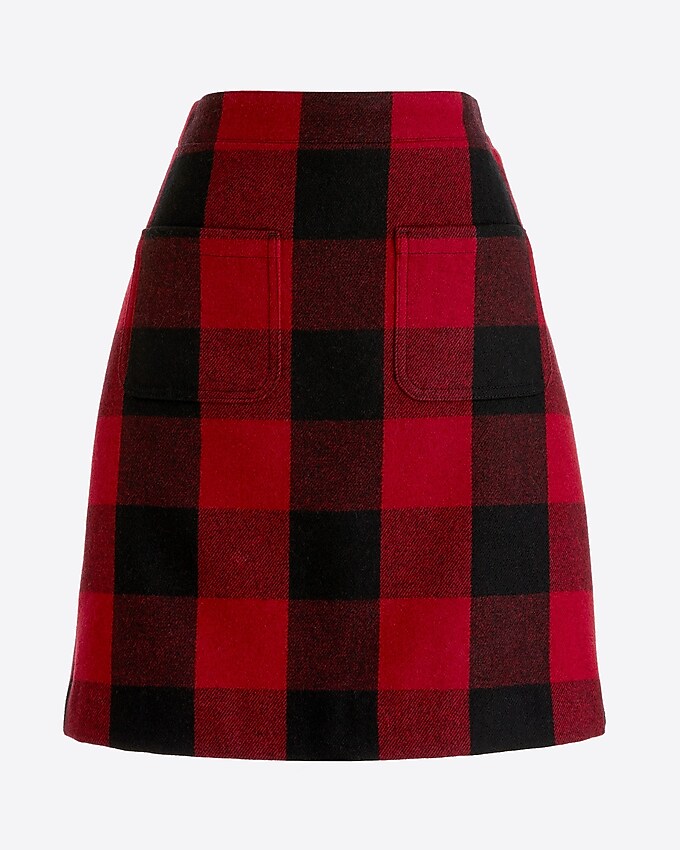 factory: wool mini skirt in harvest plaid for women, right side, view zoomed