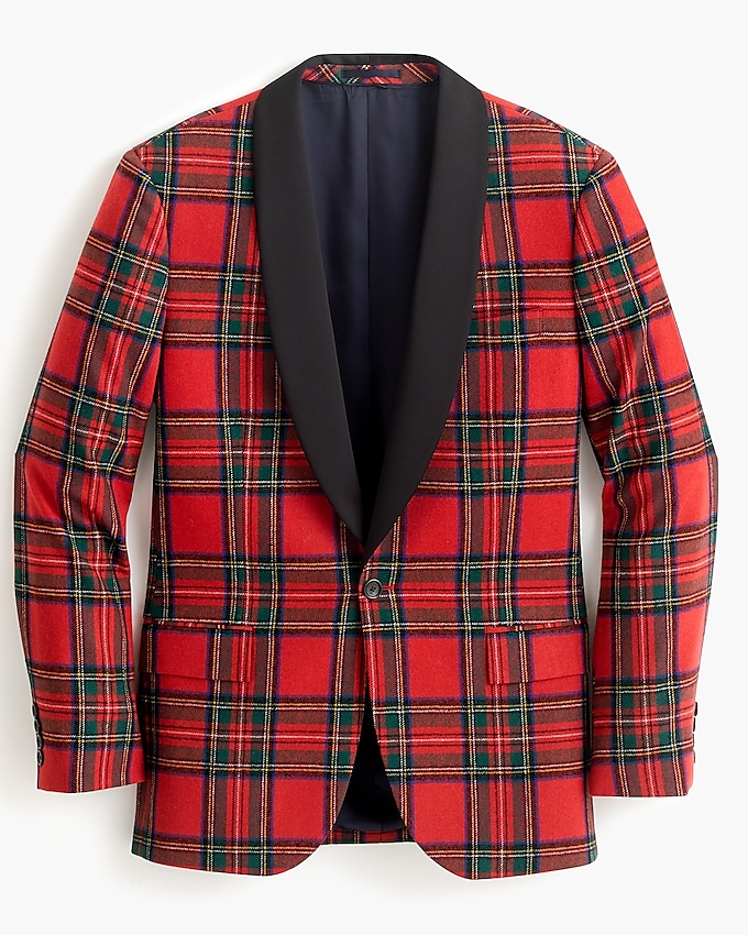 j.crew: ludlow slim-fit dinner jacket in red stewart tartan stretch wool for men, right side, view zoomed