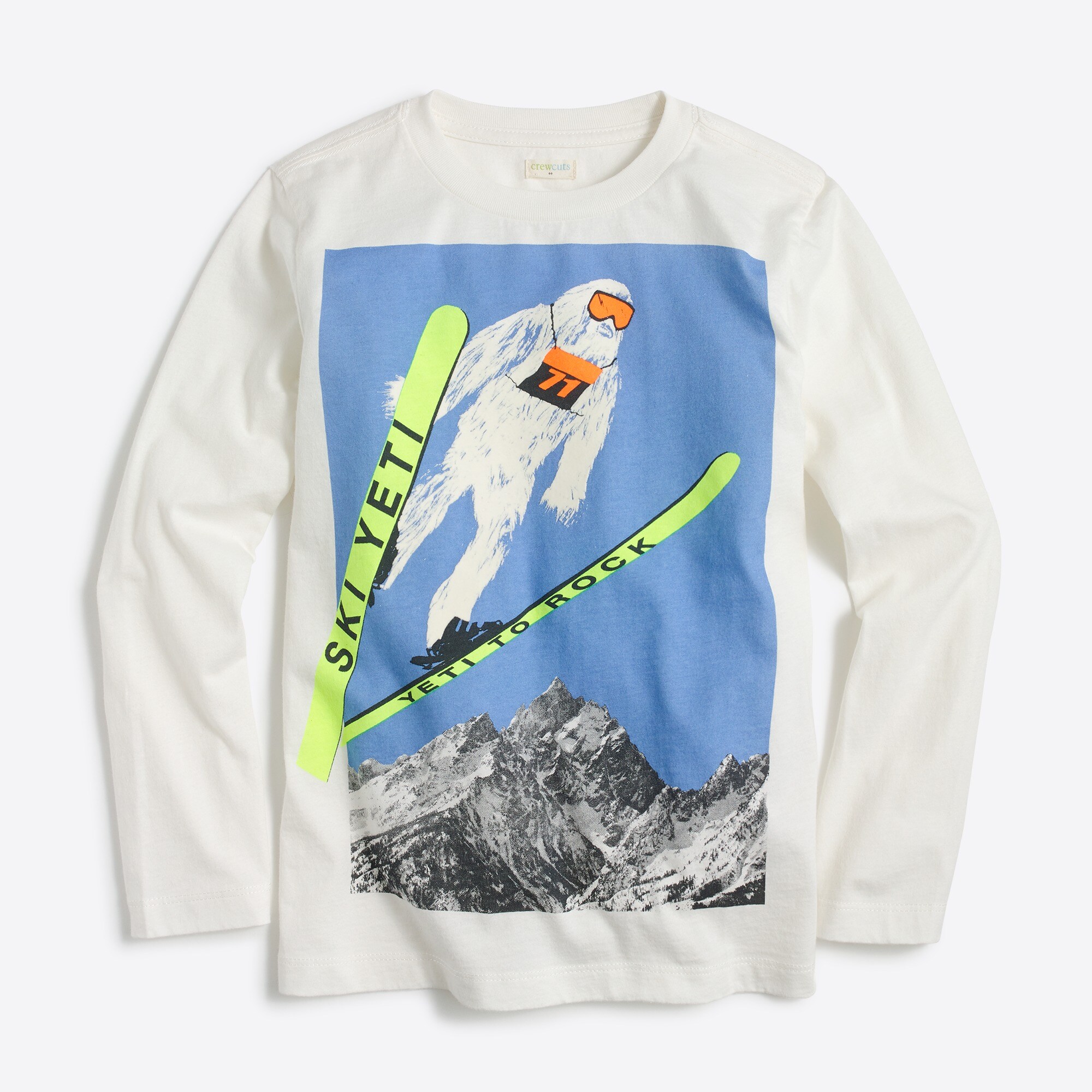 boys' long-sleeve yeti skiing graphic tee for boys