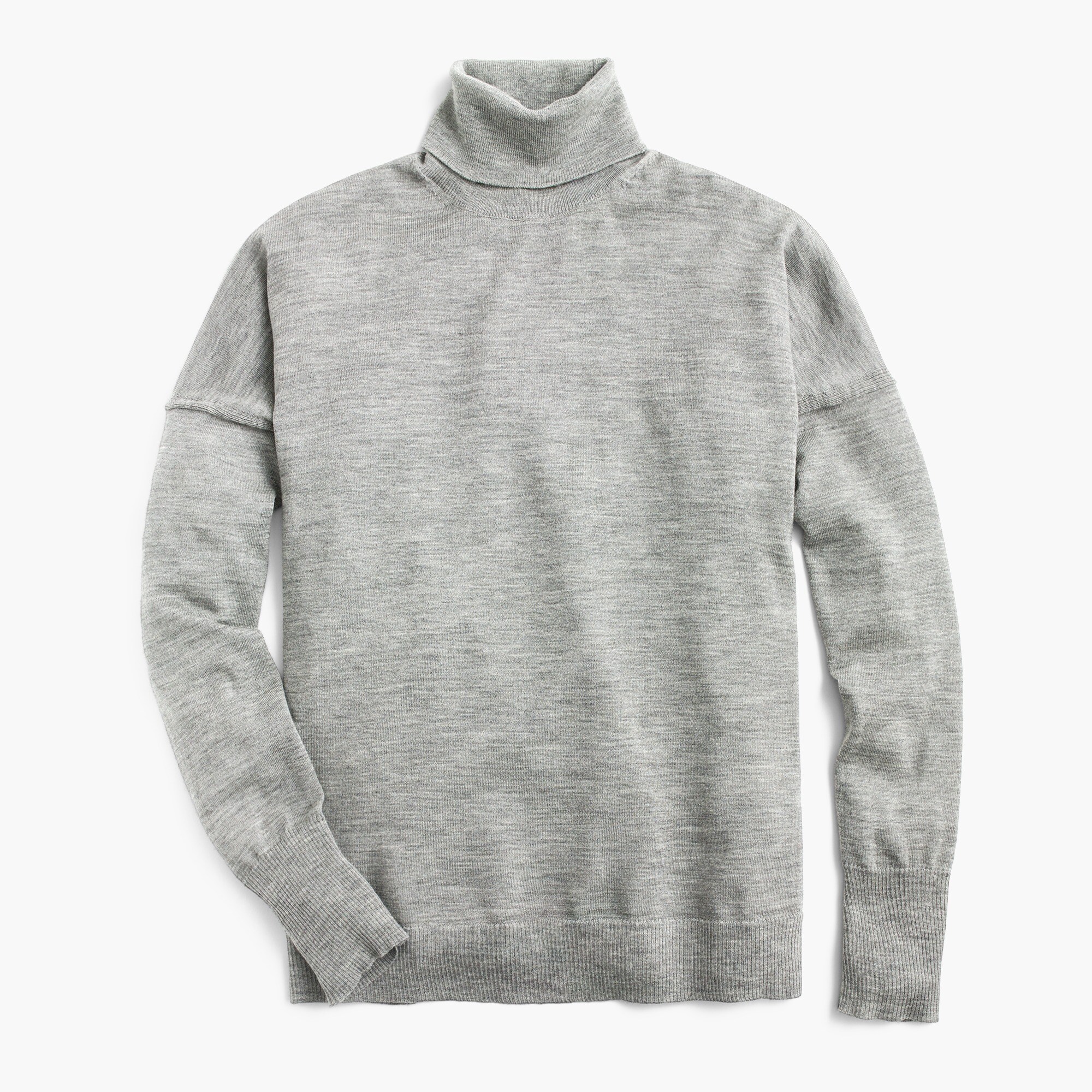 Merino wool turtleneck sweater with side slits