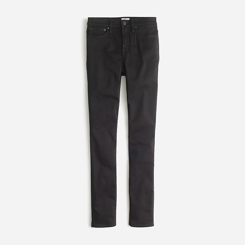 j.crew: 9 high-rise stretchy toothpick jean in new black for women, right side, view zoomed