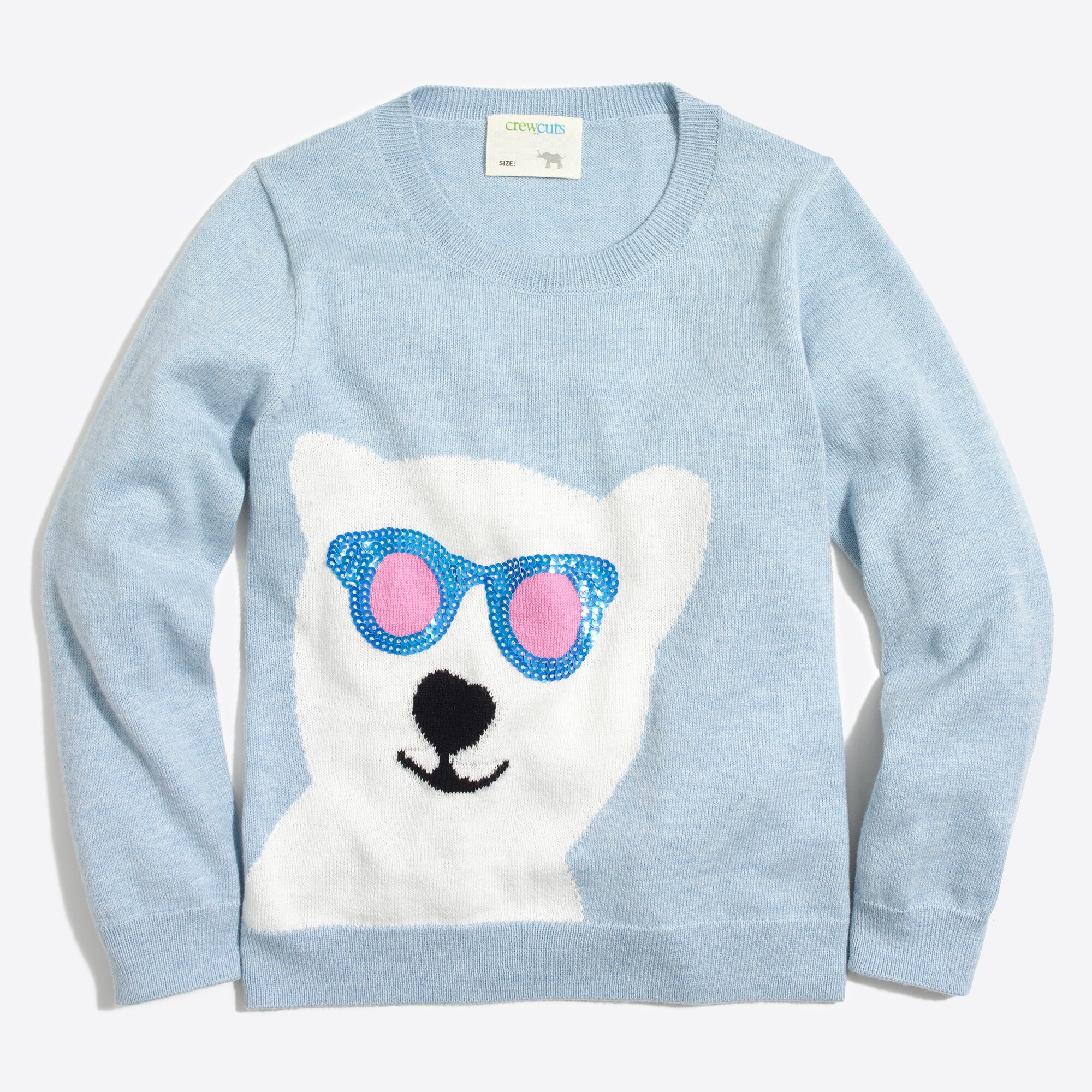 Girls' polar bear intarsia popover sweater