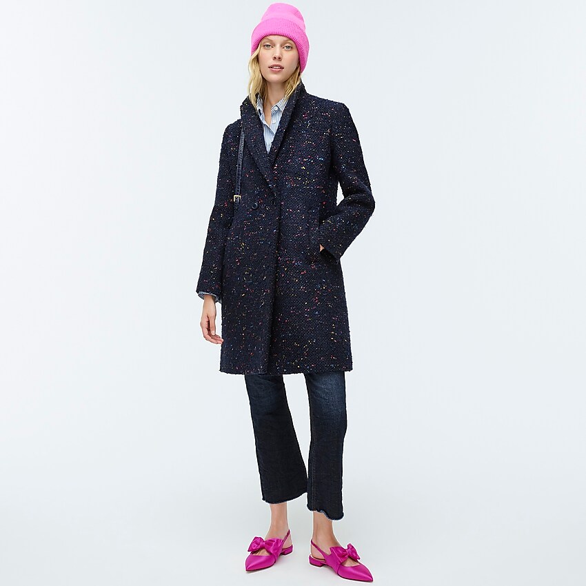 j.crew: daphne topcoat in italian tweed, right side, view zoomed