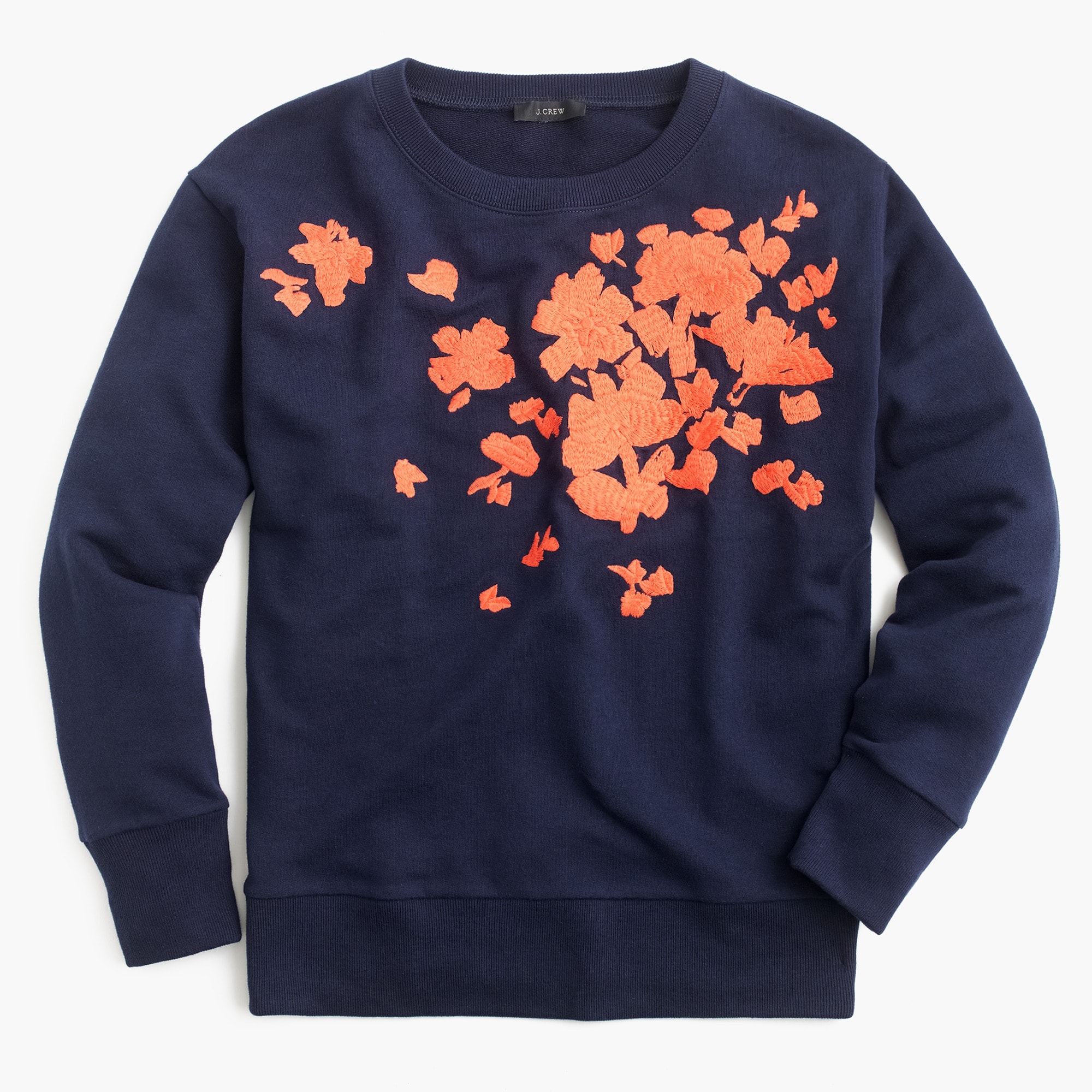 Girls Casual Flower Embroidered Crew Neck Sweatshirt For Spring