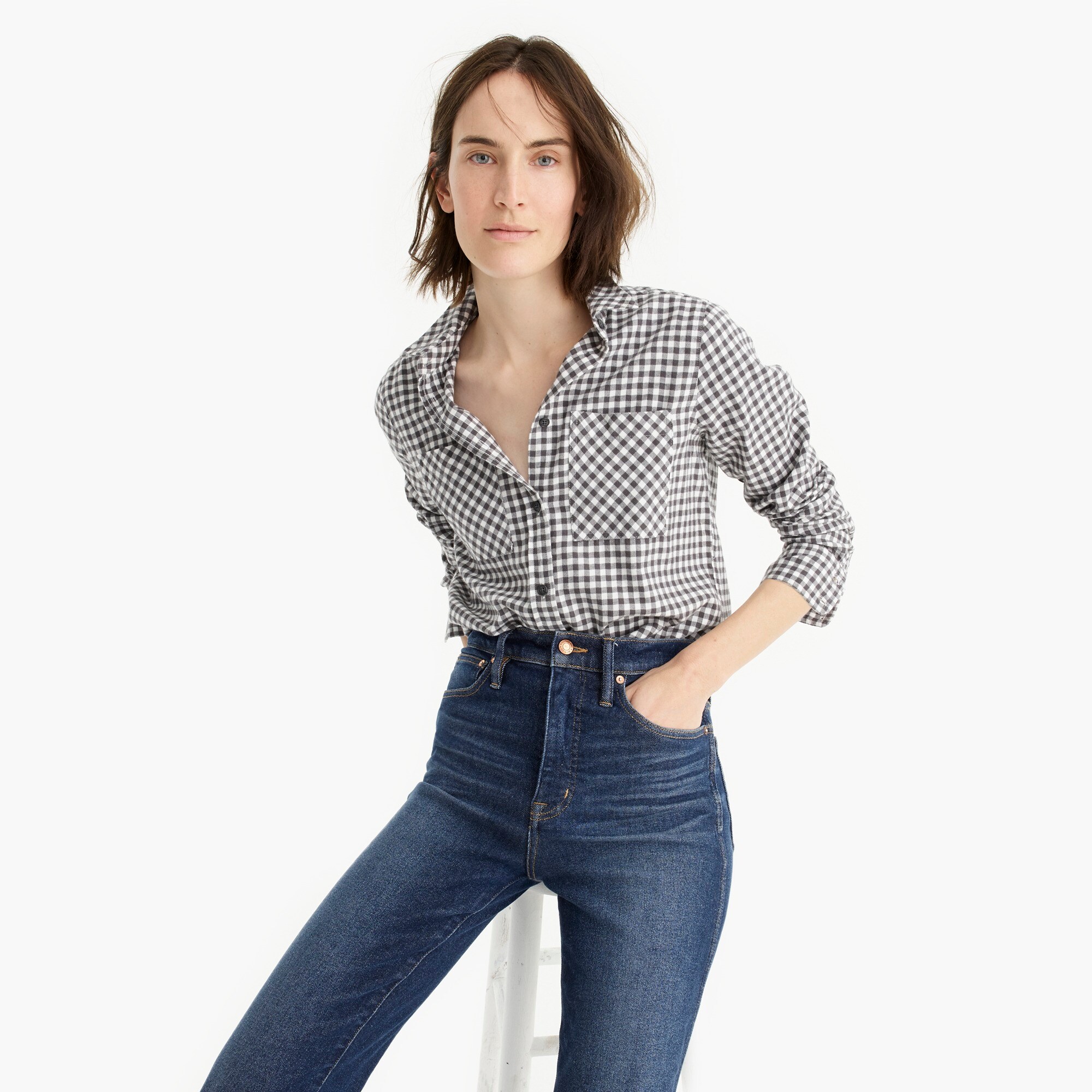 Classic-fit boy shirt in mini buffalo check
