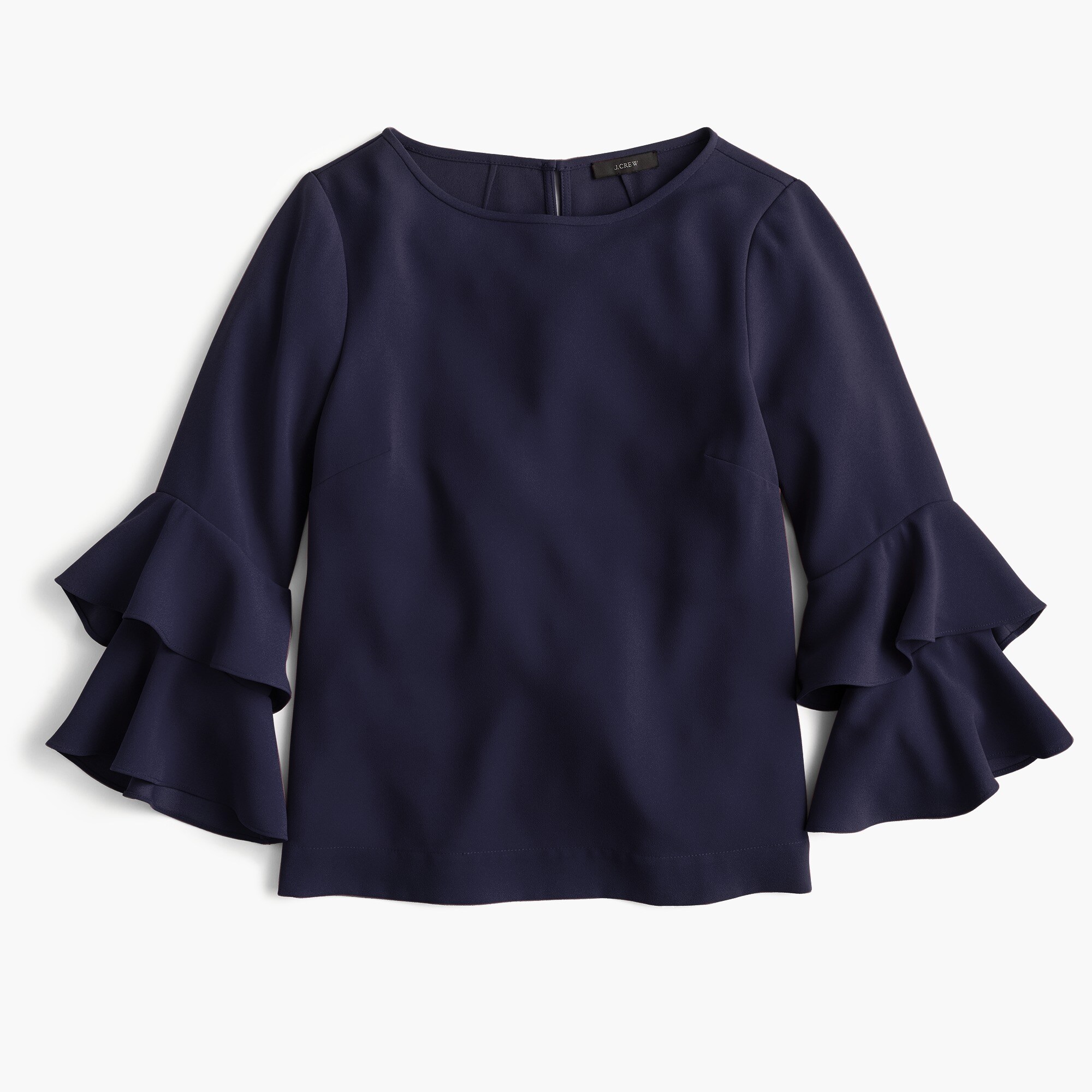 Tiered bell-sleeve top in drapey crepe