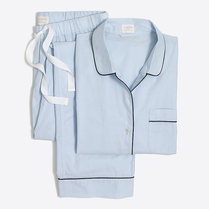j.crew factory: long-sleeve end-on-end pajama set for women, right side, view zoomed