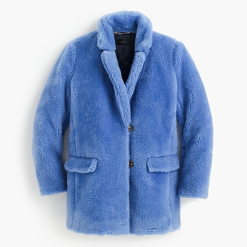 j.crew: the teddy coat in plush fleece for women, right side, view zoomed