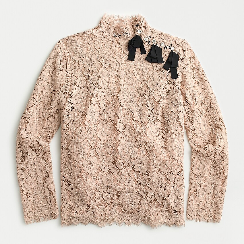 j.crew: mockneck top in floral lace for women, right side, view zoomed