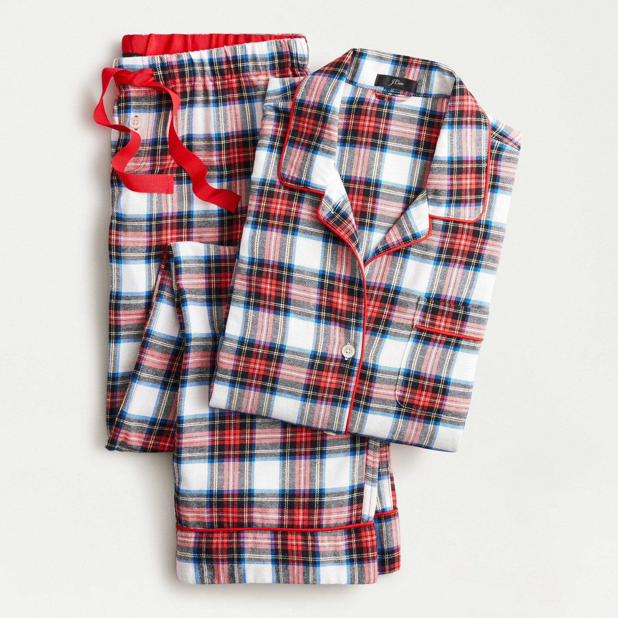 Flannel pajama set in white-out plaid