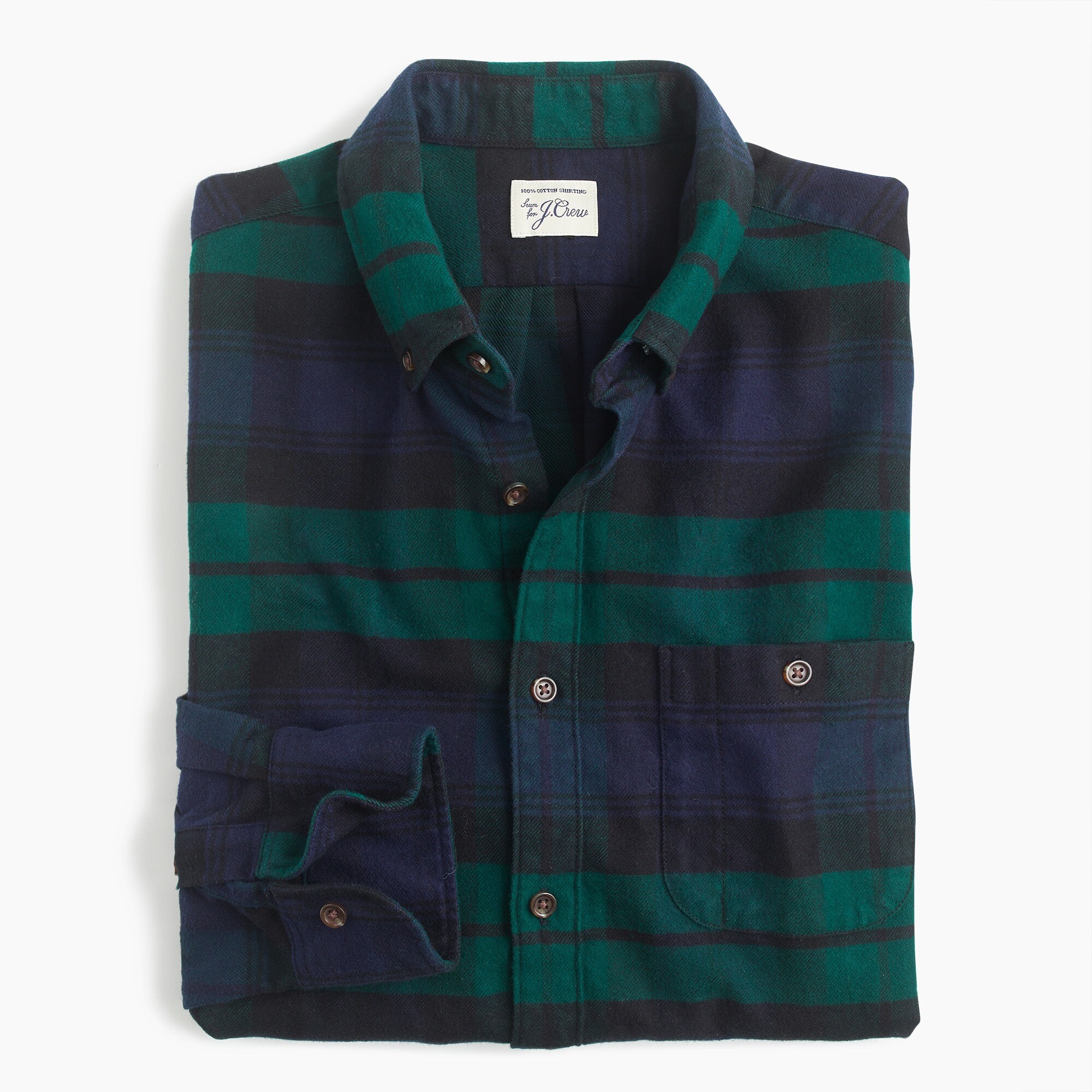 Slim brushed heather elbowpatch shirt in Black Watch tartan Men