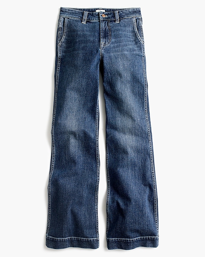 j.crew: wide-leg trouser jean in tahoe wash for women, right side, view zoomed