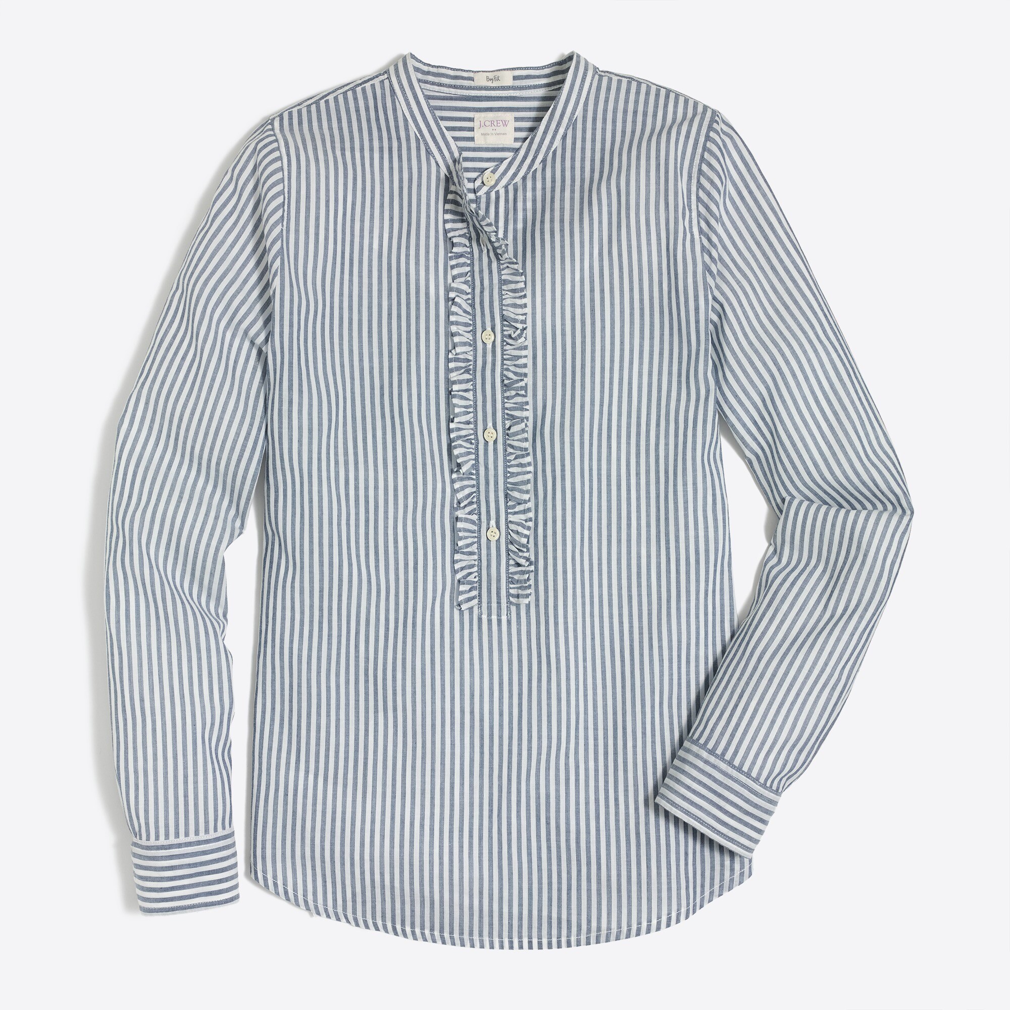 Ruffle-front popover shirt
