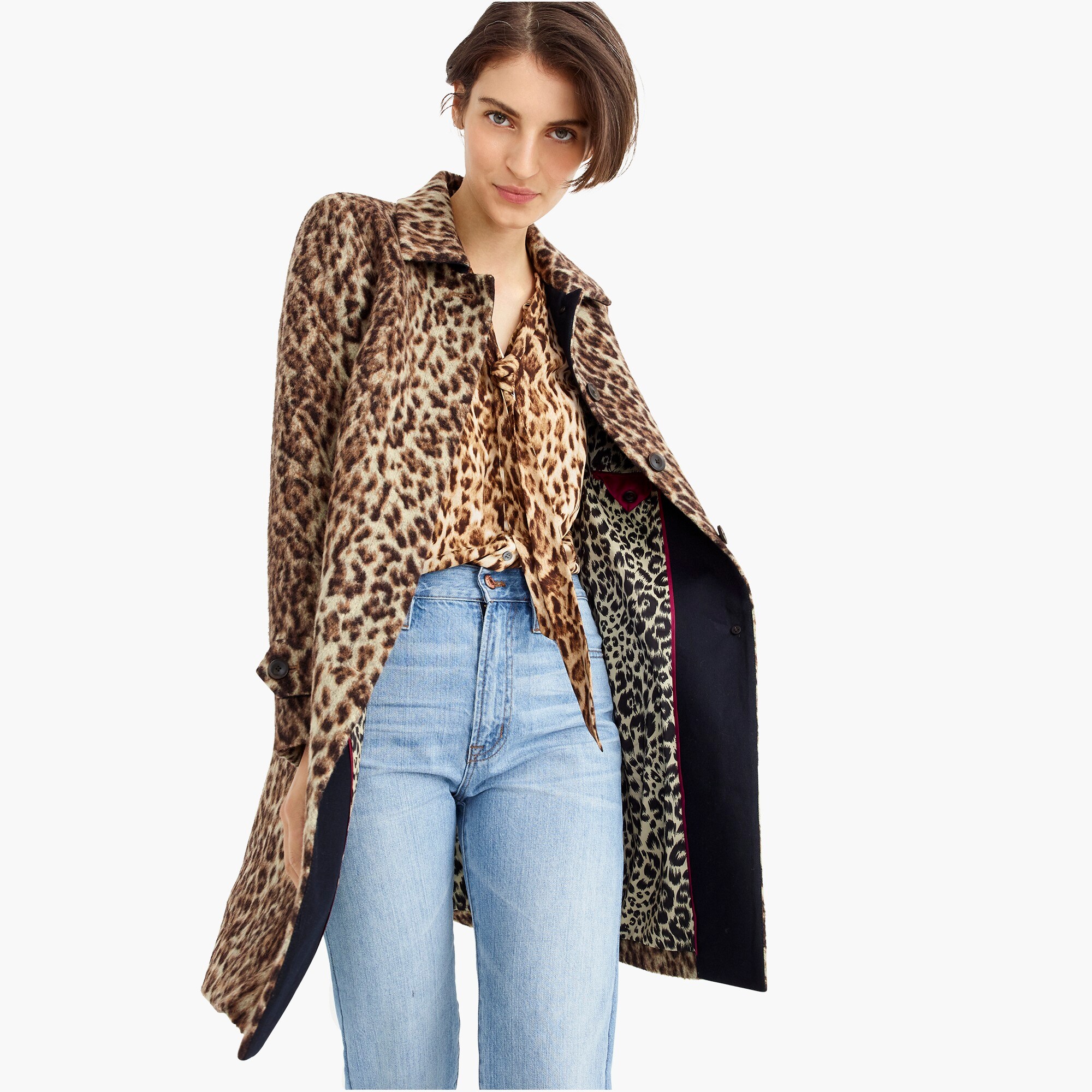 j crew leopard coat