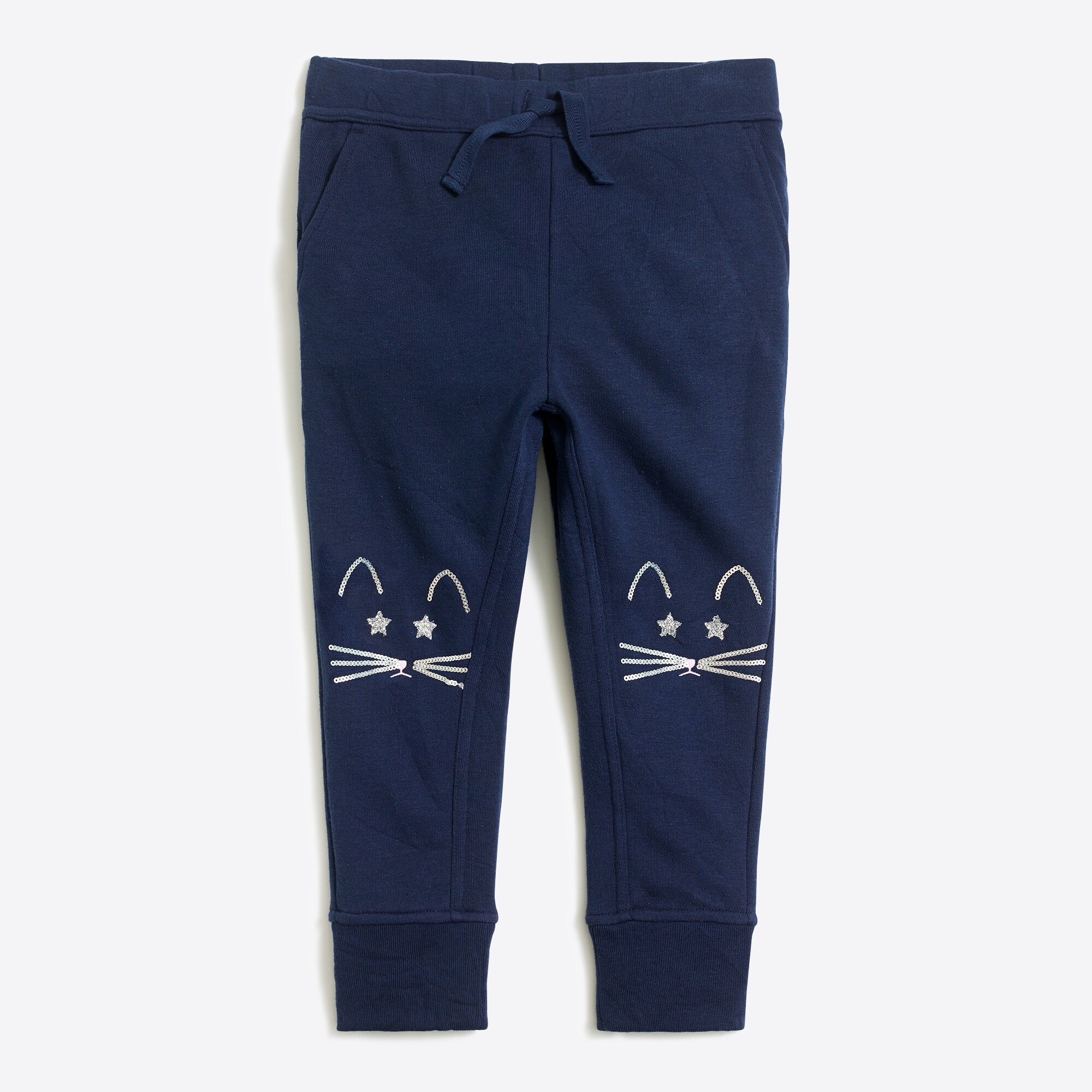 Girls' kitty knee patch sweatpant