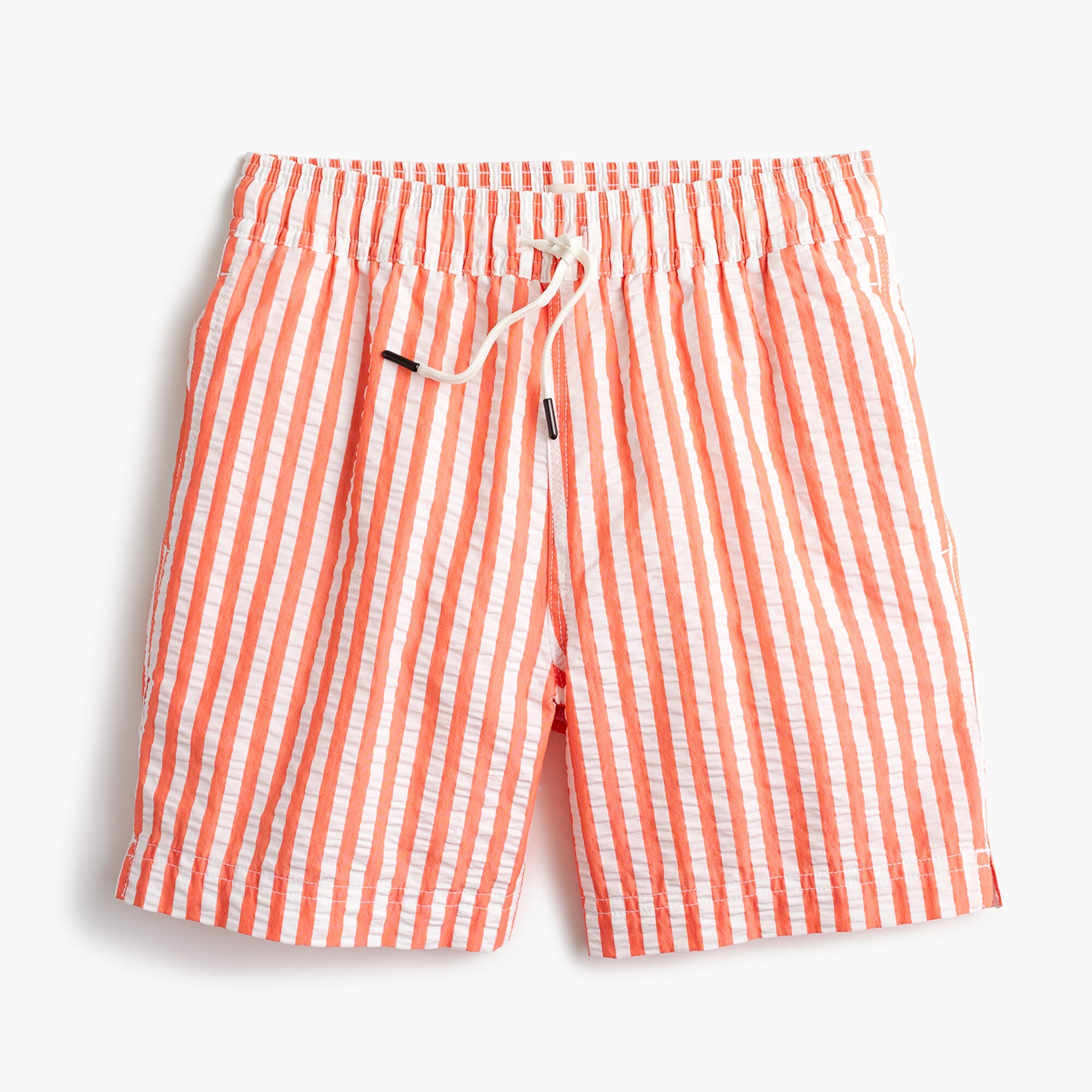 Boys' swim trunk in striped seersucker