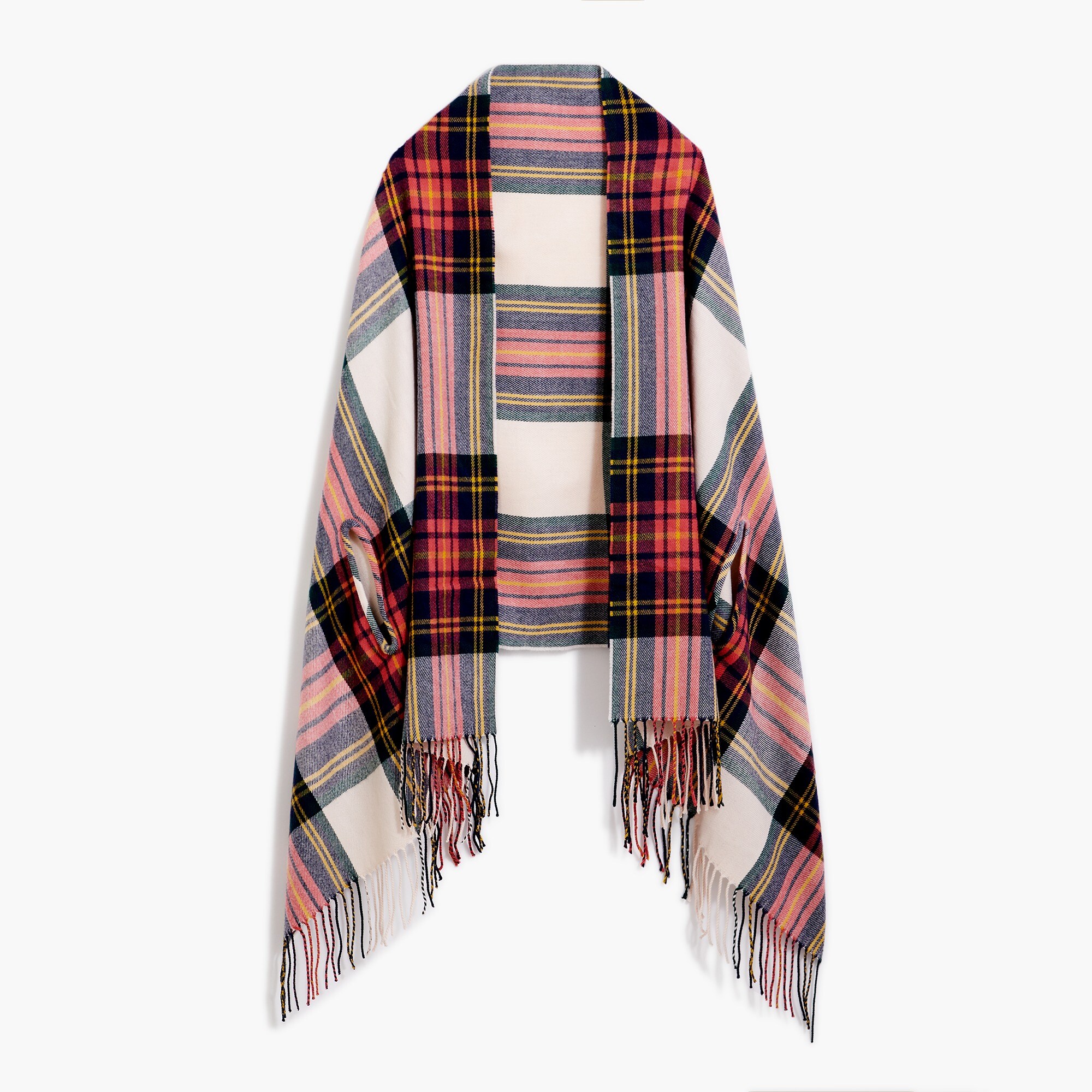 Plaid cape-scarf