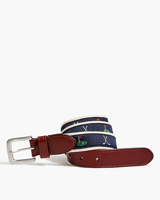 mens Embroidered patterned belt