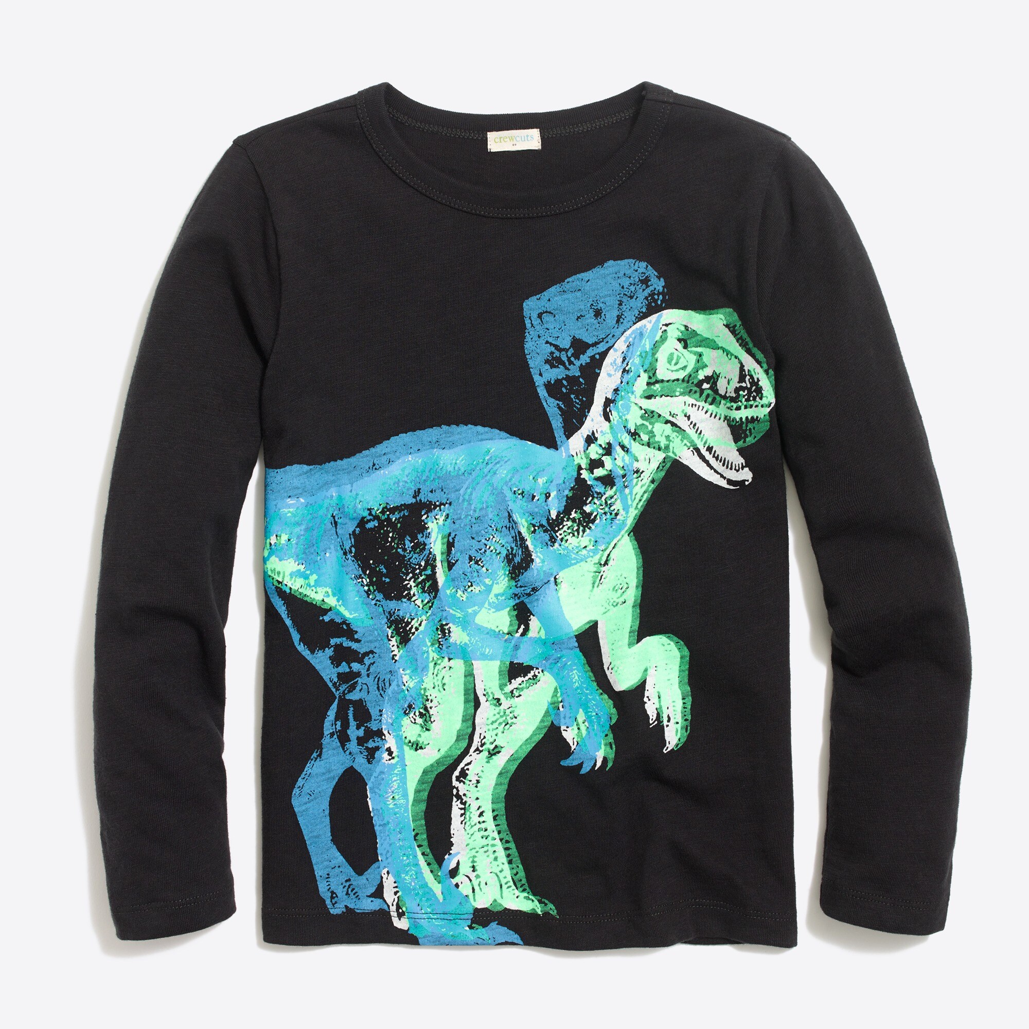 Boys' long-sleeve glow-in-the-dark dino graphic tee