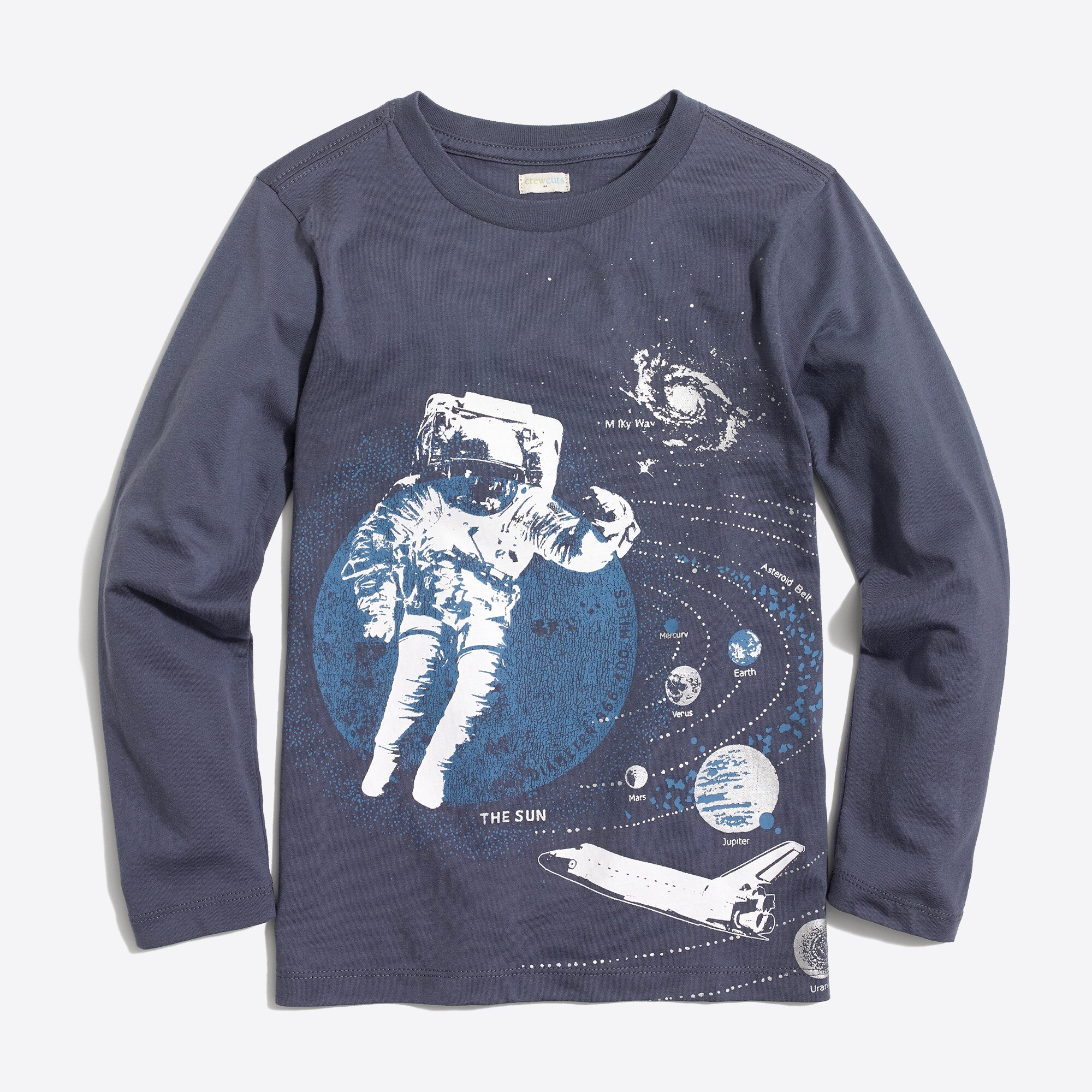 Boys' long-sleeve astronaut in space graphic tee