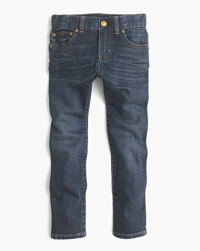 j.crew: boys' dark-wash jean in stretch skinny fit for boys, right side, view zoomed