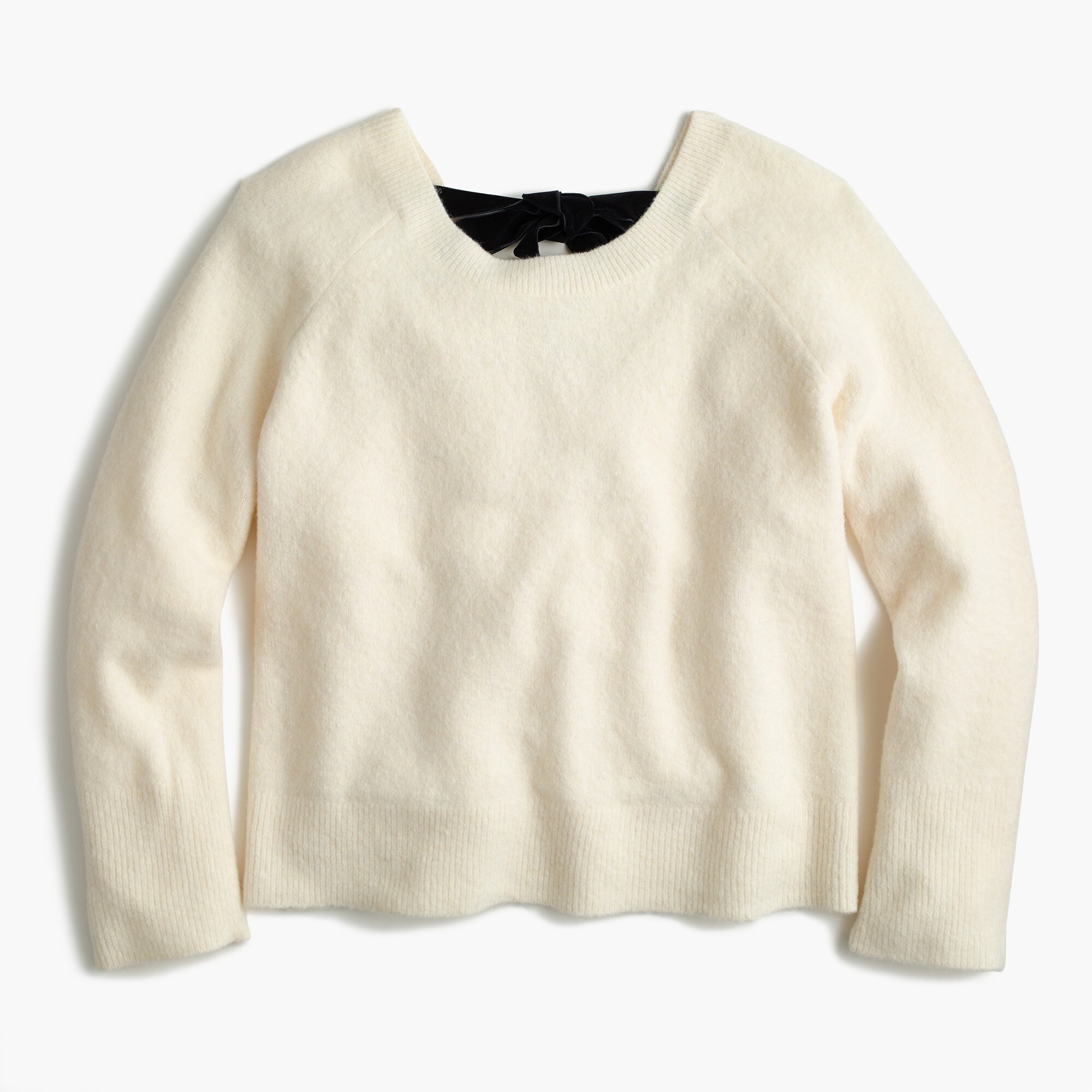 V-back sweater with velvet tie