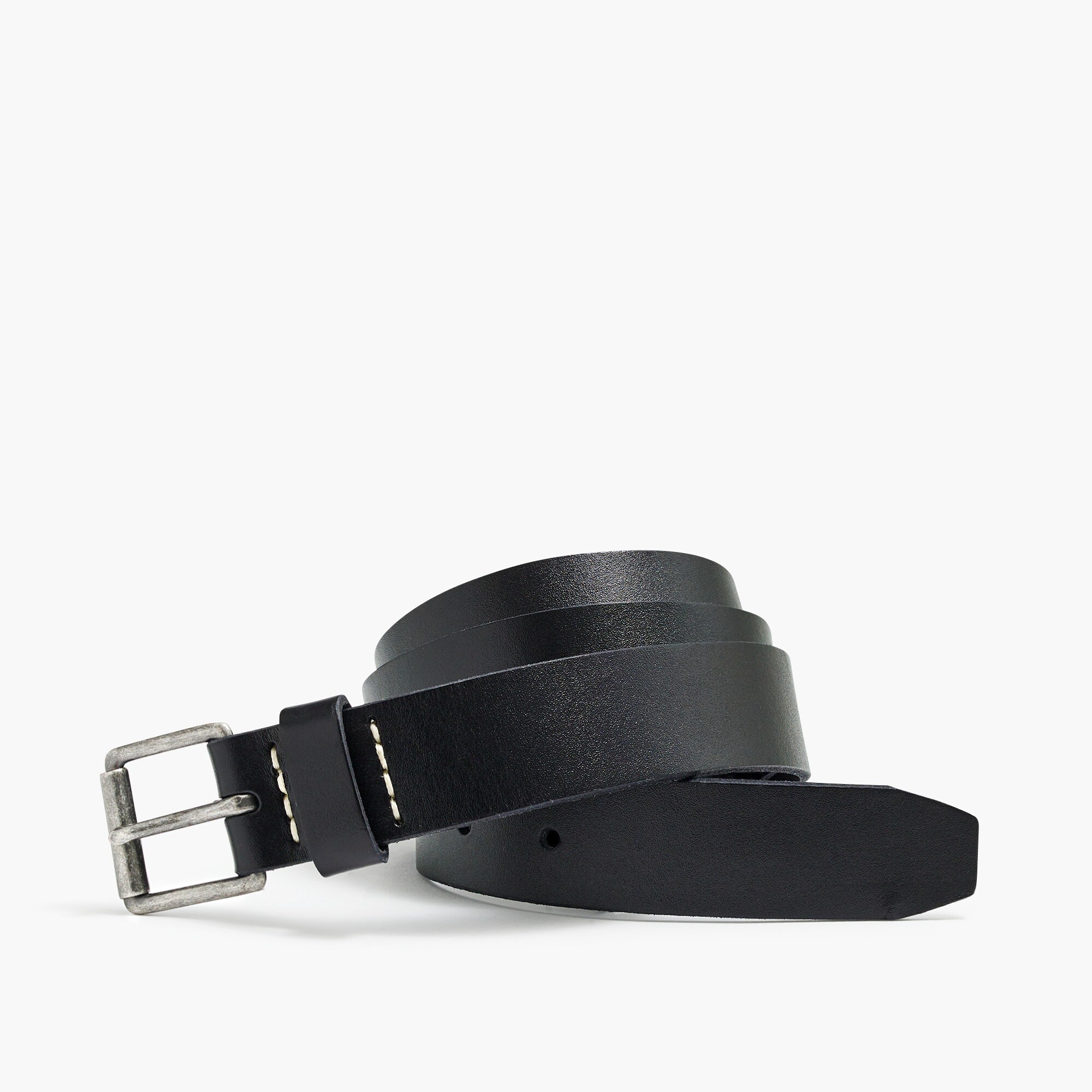 washed leather roller belt for men