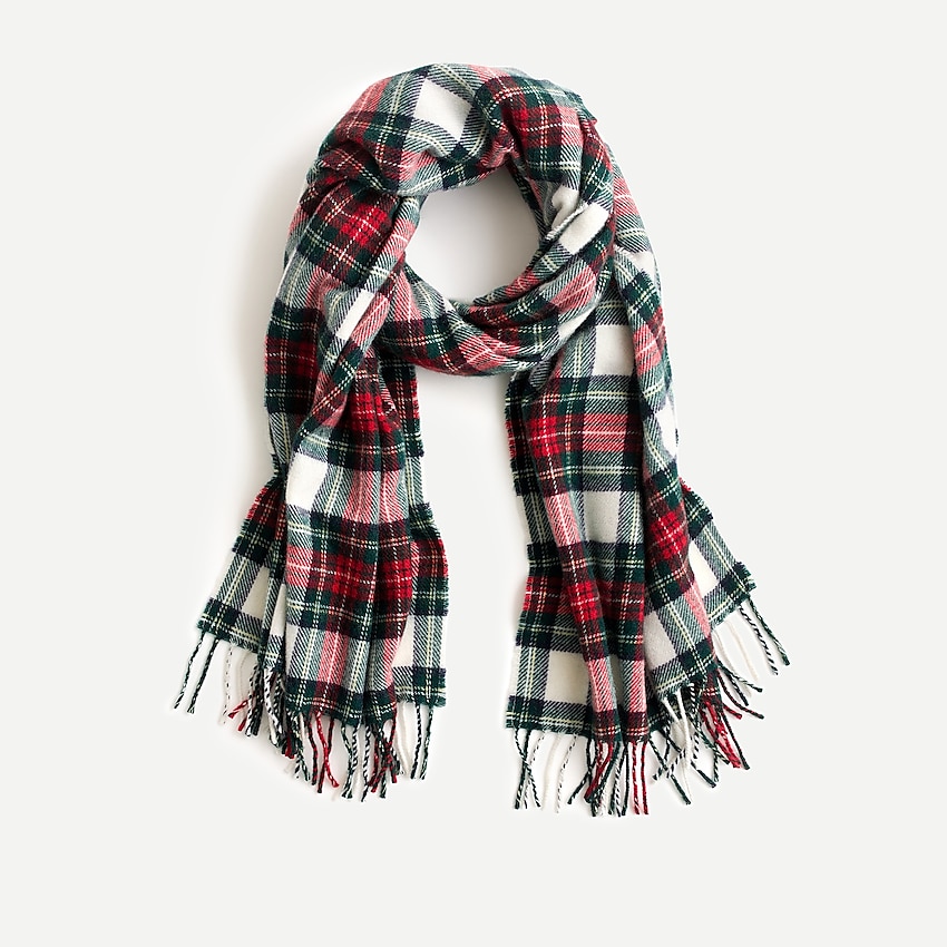 j.crew: tartan scarf, right side, view zoomed -  Cozy Autumn Plaid and Checks as well as Stripes for You & Home...come find a favorite! #homedecor #plaid #checks #buffalo