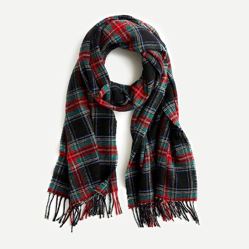 j.crew: tartan scarf for women, right side, view zoomed