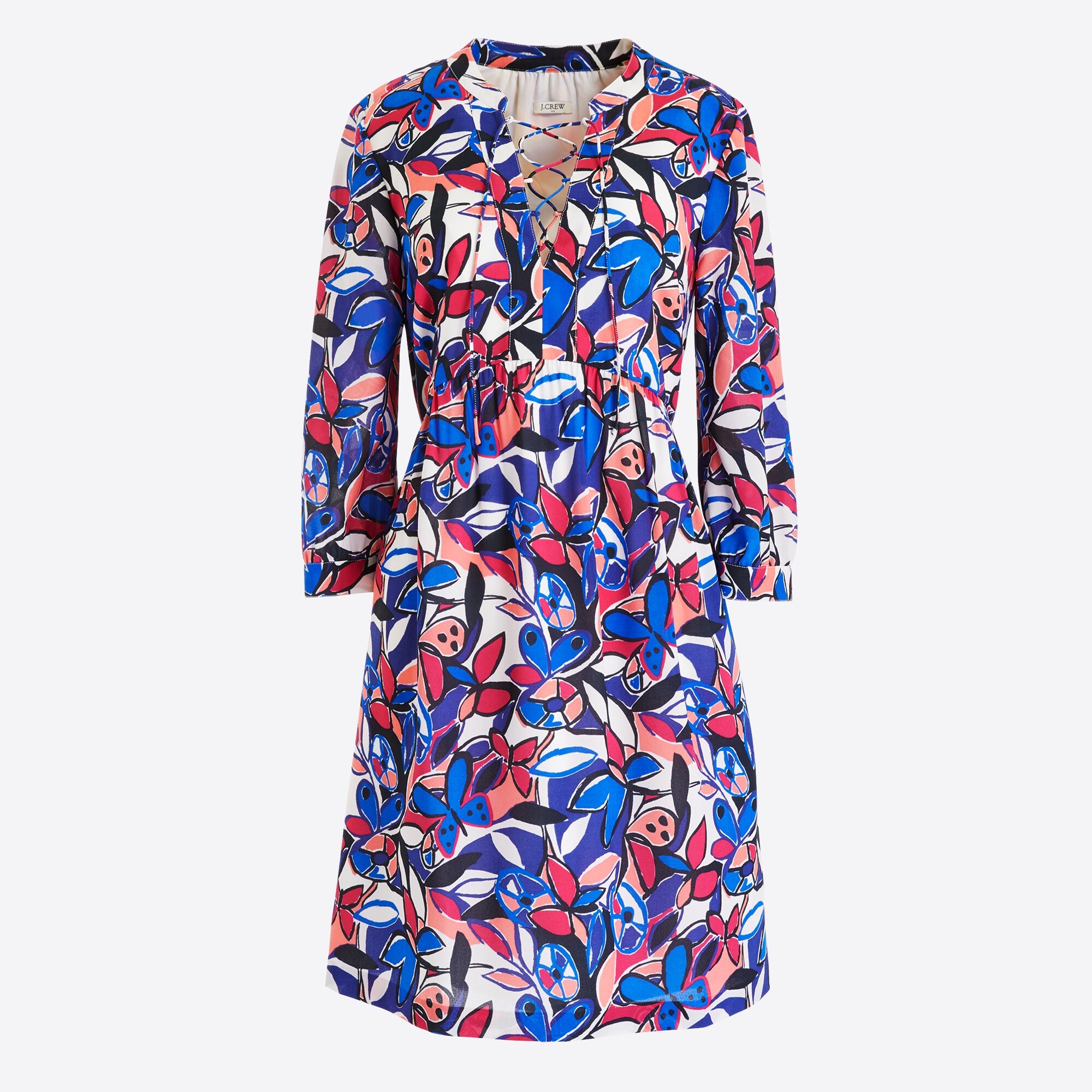 lace-up printed dress for women
