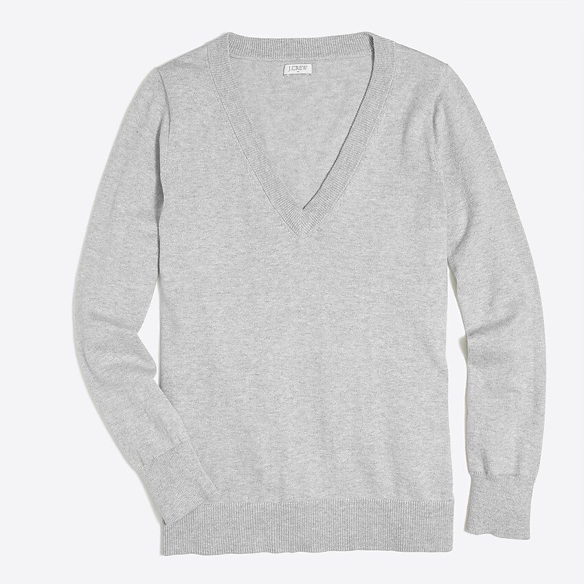 factory: cotton v-neck sweater for women, right side, view zoomed