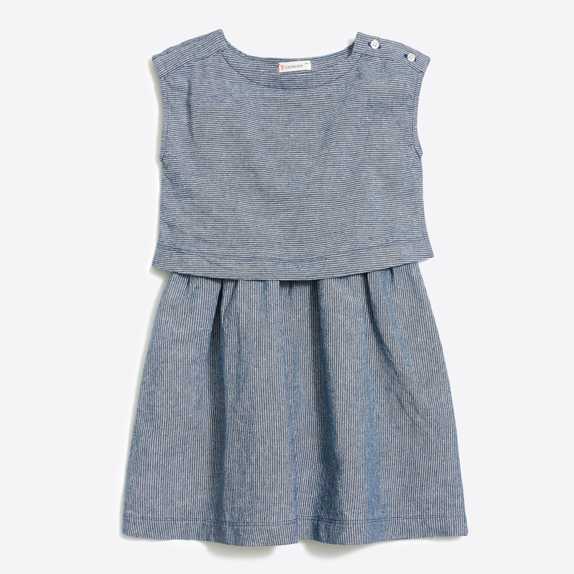 girls' two-tier dress in linen-cotton for girls