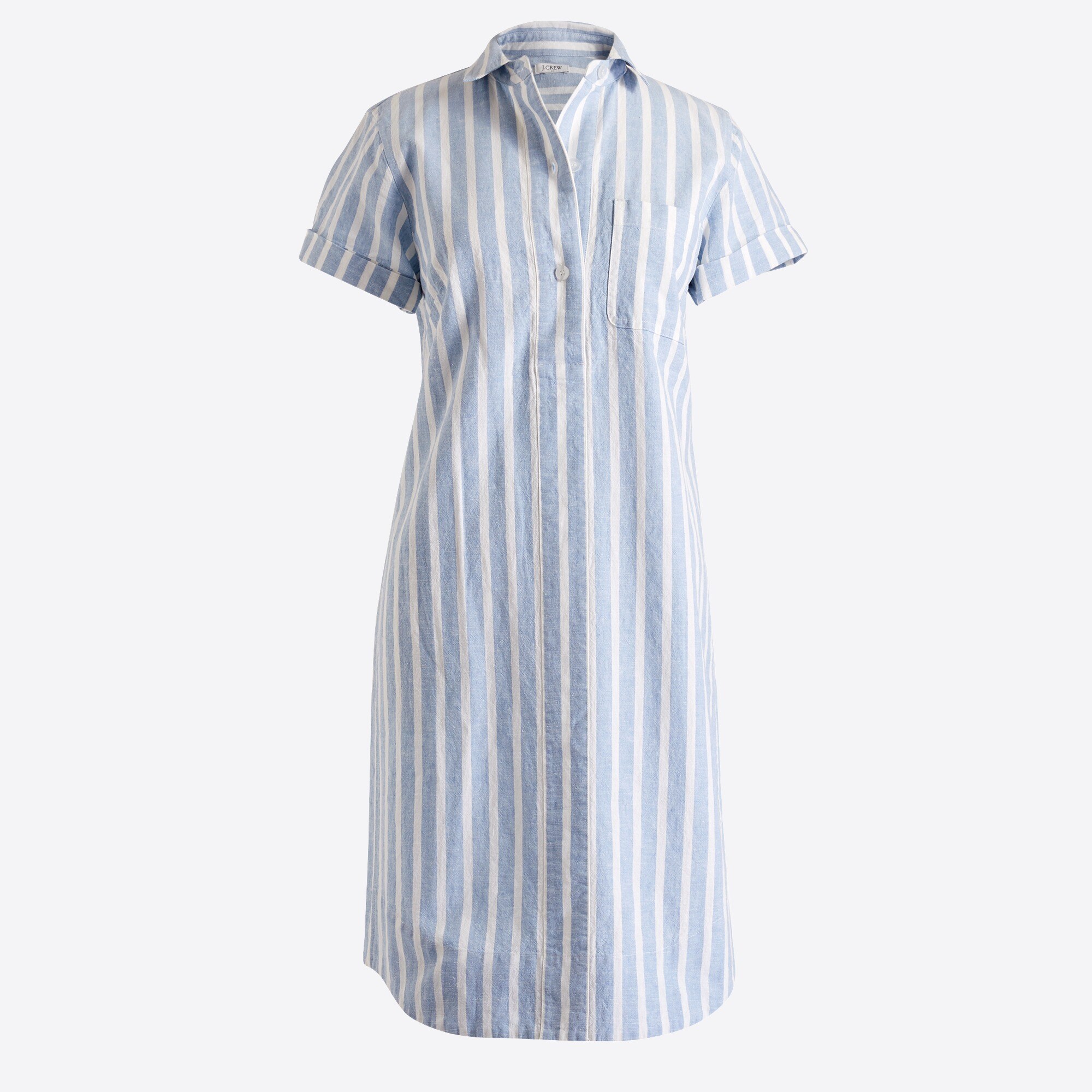 Factory Striped Linen Shirtdress For Women