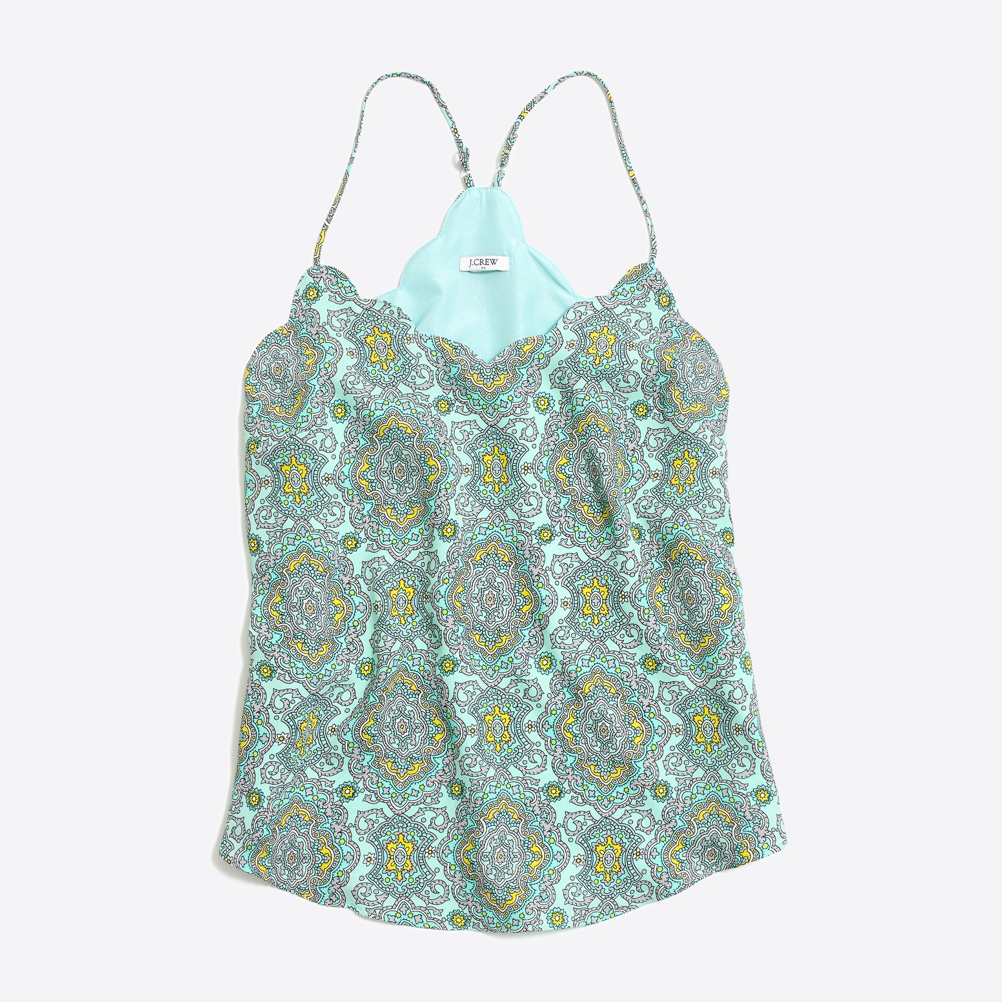 Printed scalloped cami top