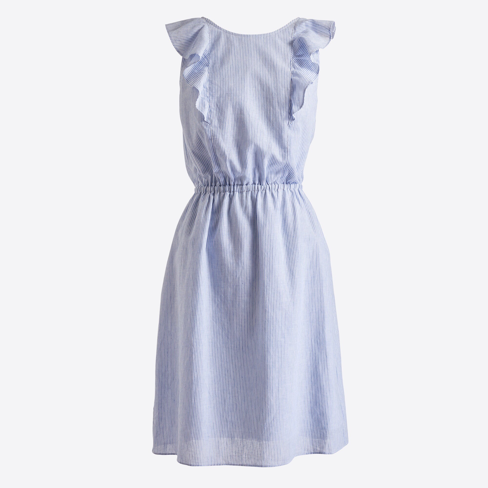 Striped ruffle-shoulder dress