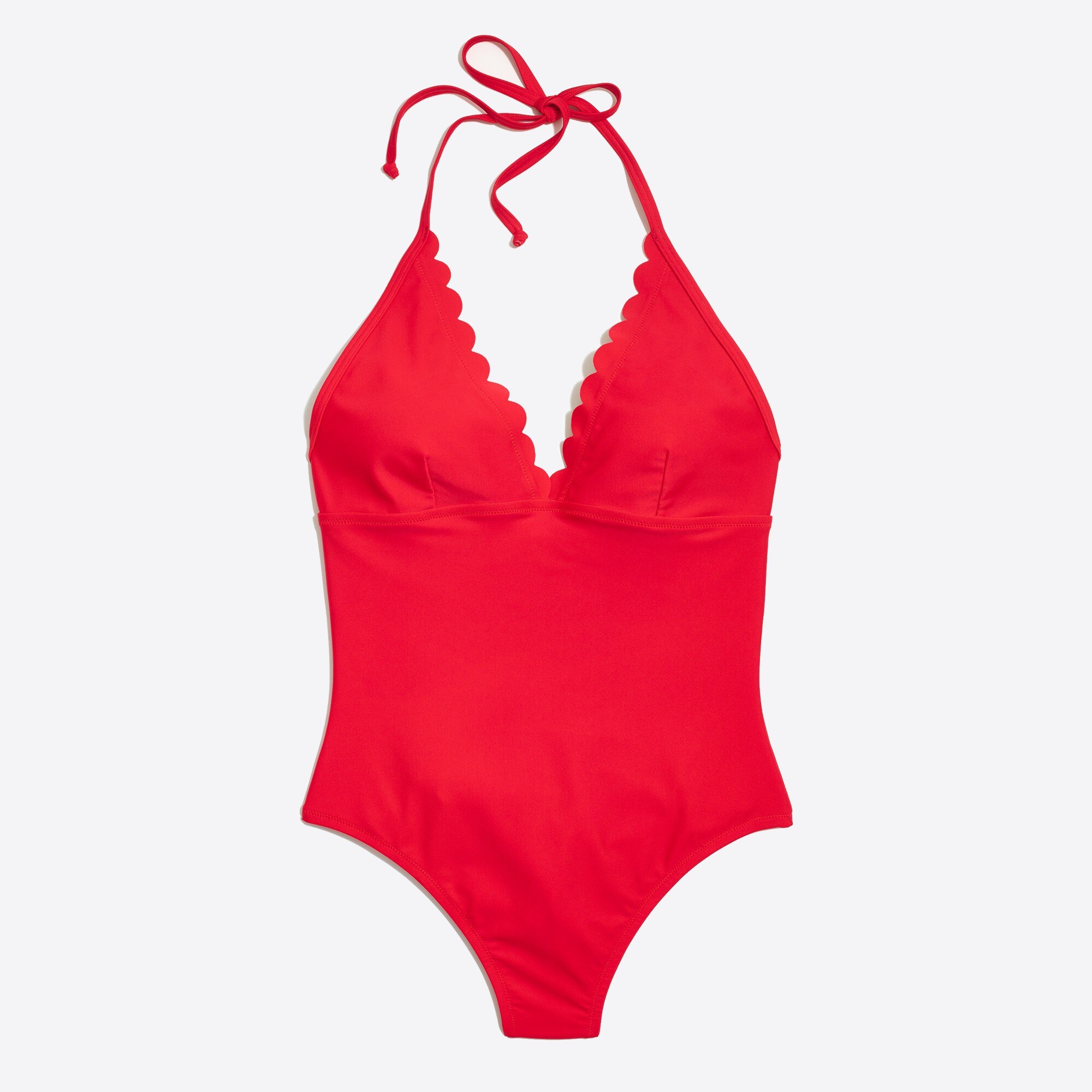 scalloped plunge v-neck one-piece swimsuit for women