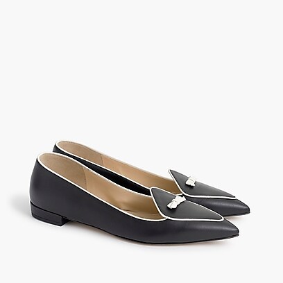 Two-tone pointed toe loafers women shoes c