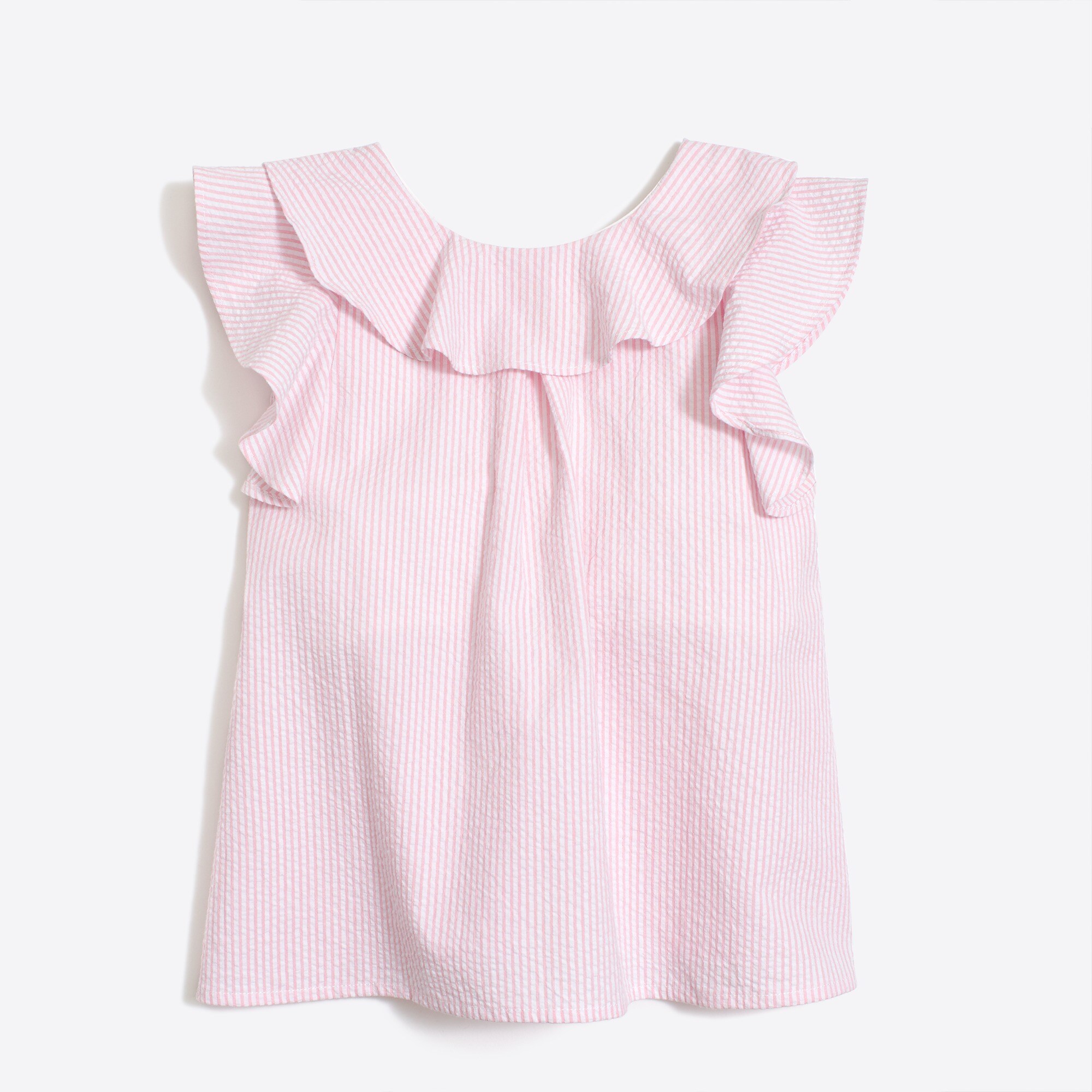 Girls' seersucker ruffle top