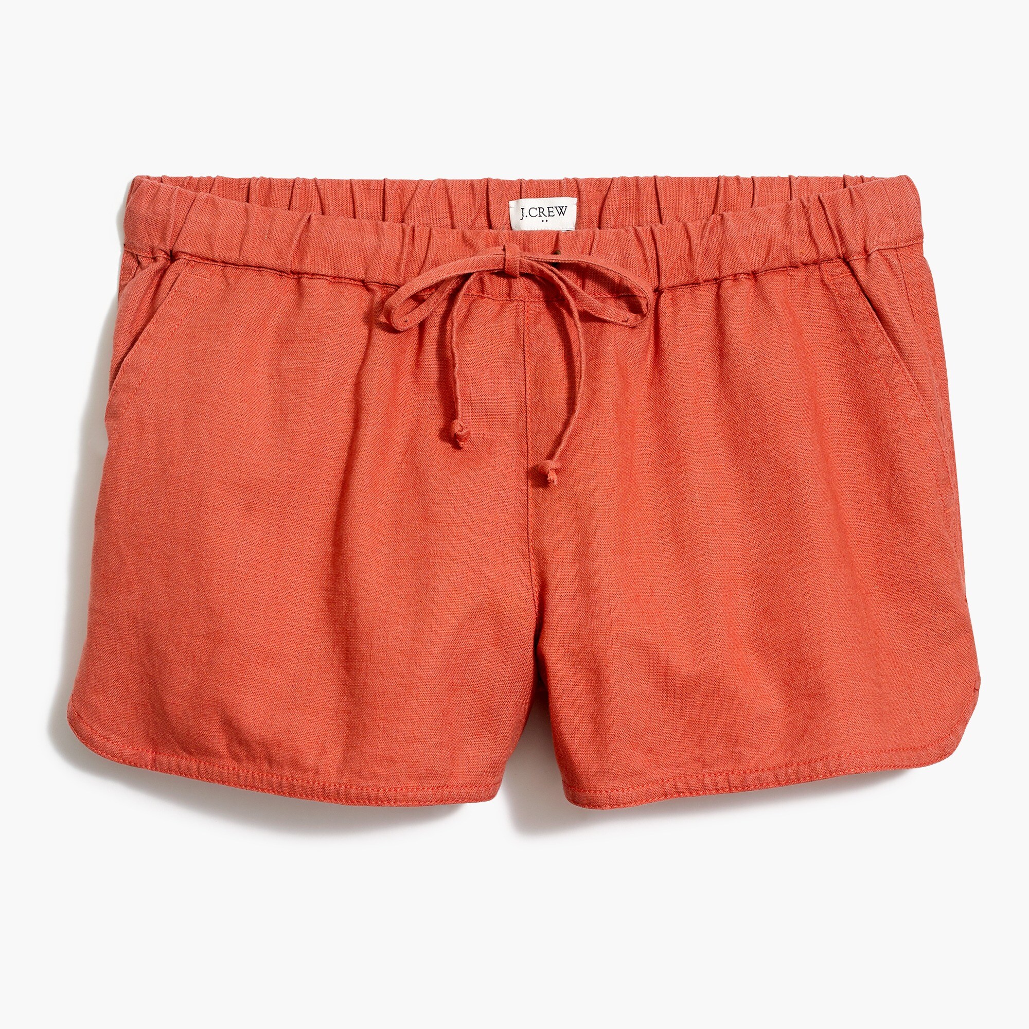 3" linen-cotton drawstring short for women