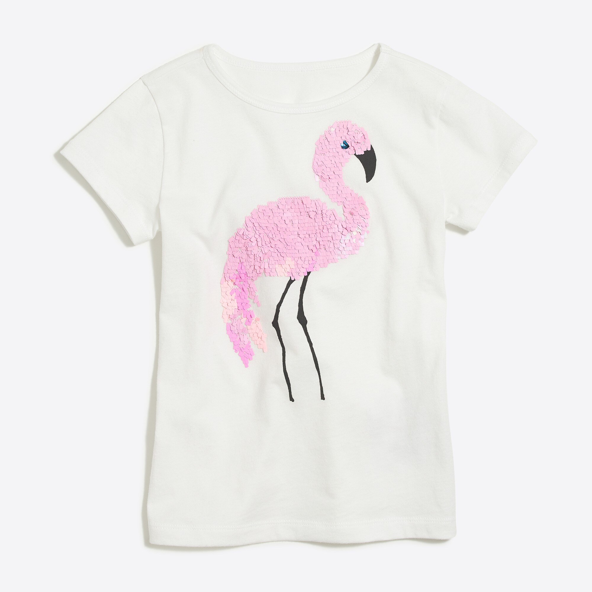 Girls' sequin flamingo graphic tee