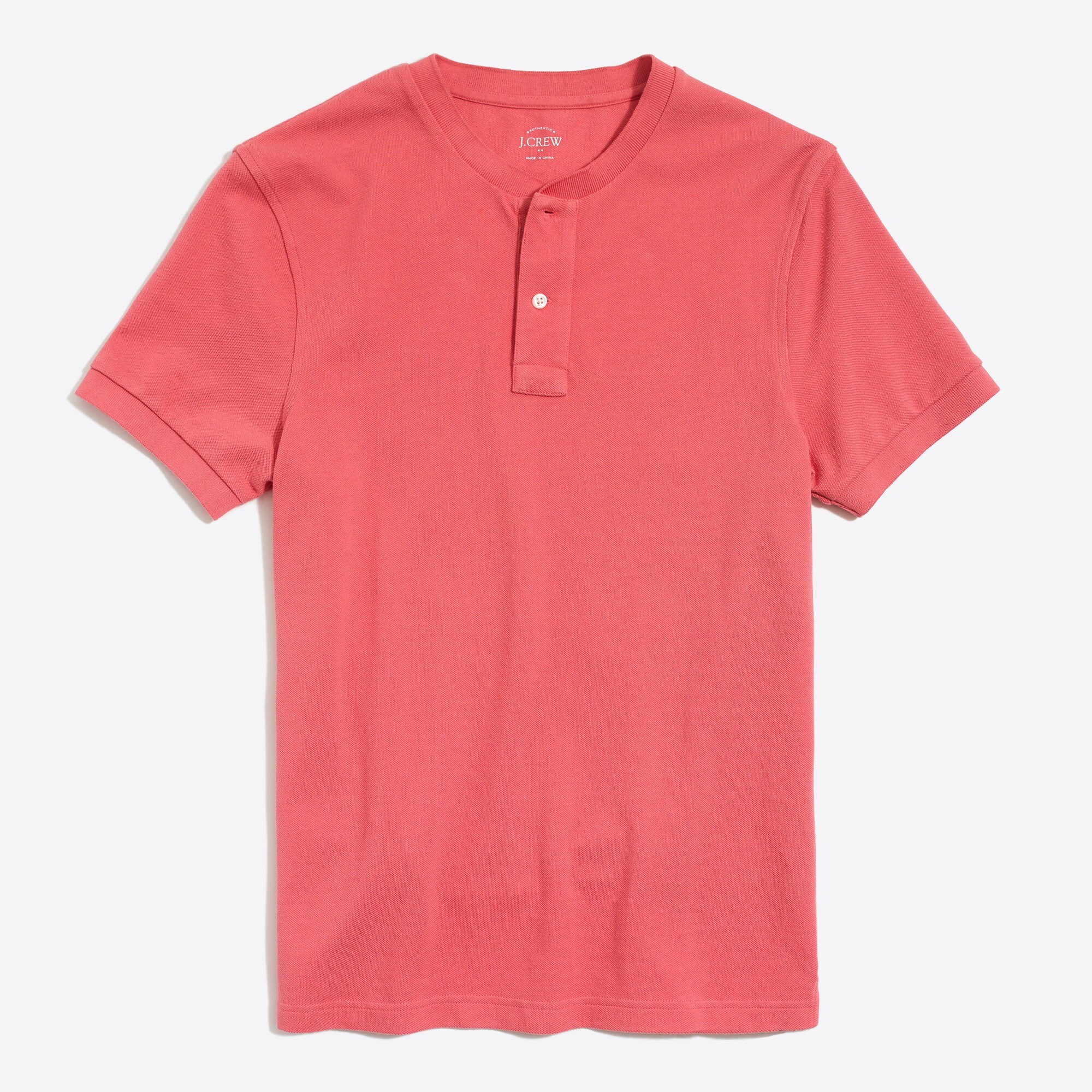 Short-sleeve piqué henley
