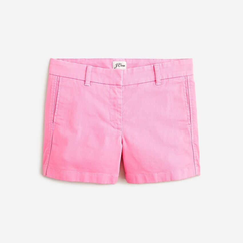 J. Crew pink chino shorts.