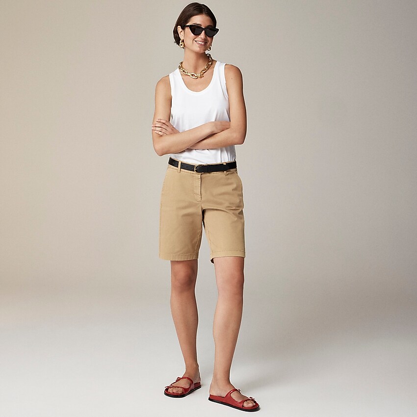 j.crew: 10" bermuda stretch chino short for women, right side, view zoomed
