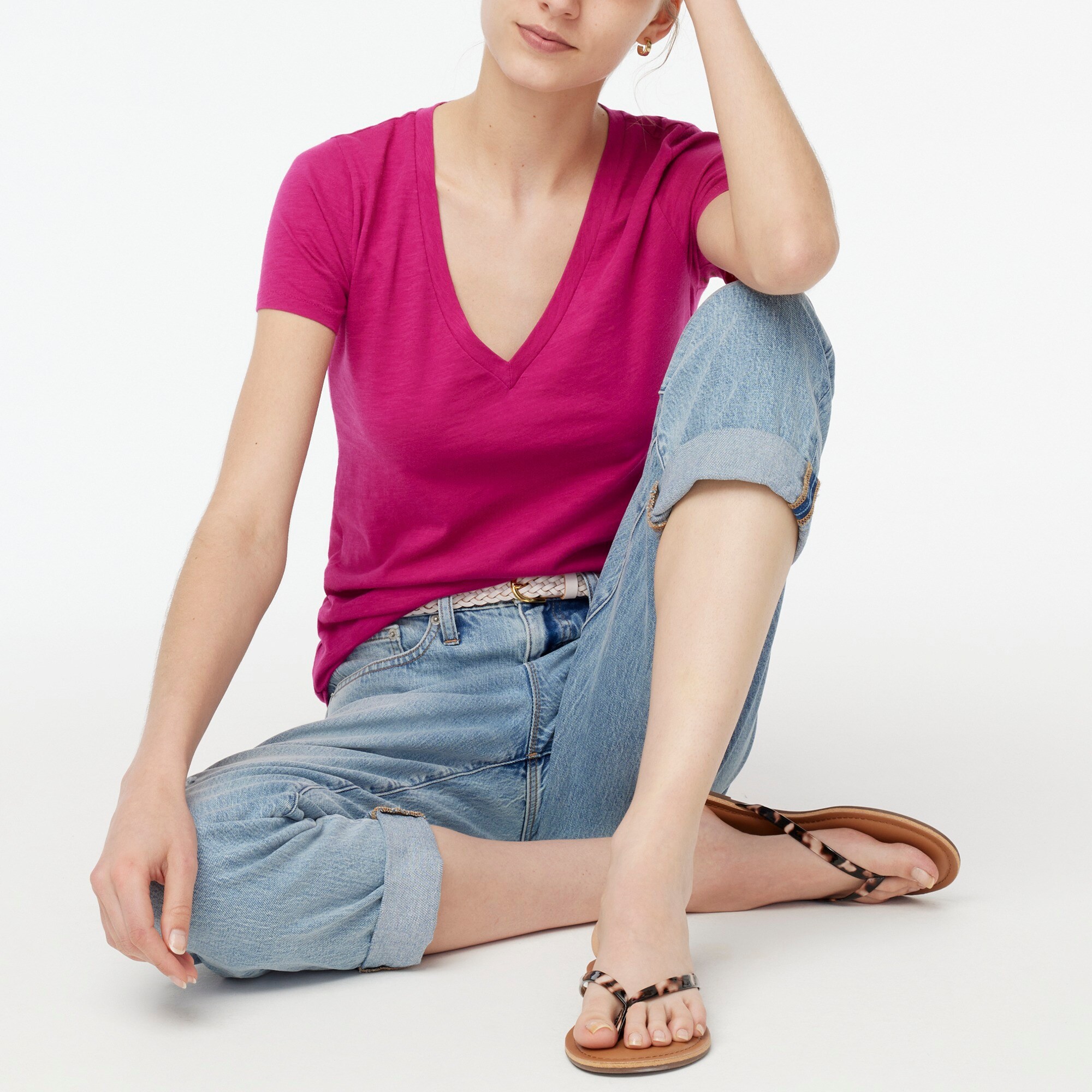 Vintage slub cotton V-neck tee