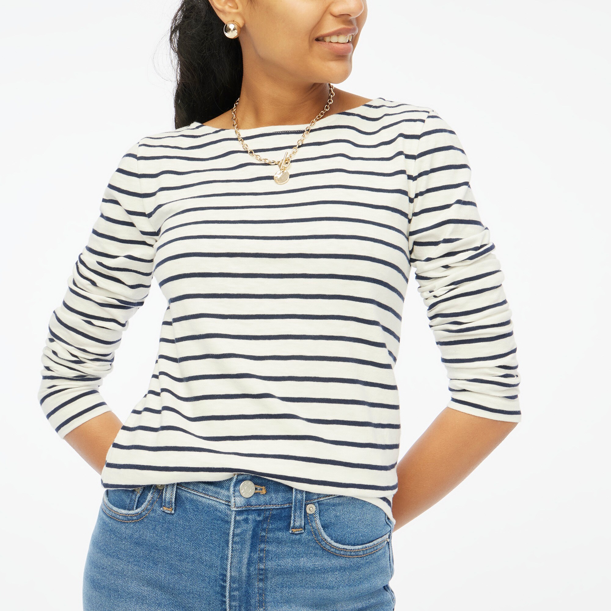 factory: long-sleeve striped artist tee for women