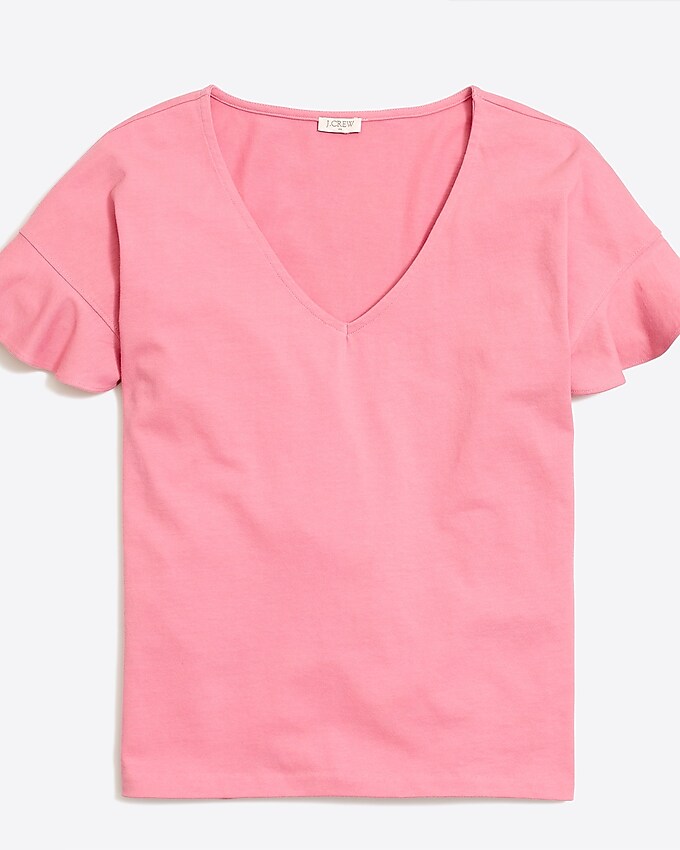 factory: flutter-sleeve v-neck tee for women, right side, view zoomed