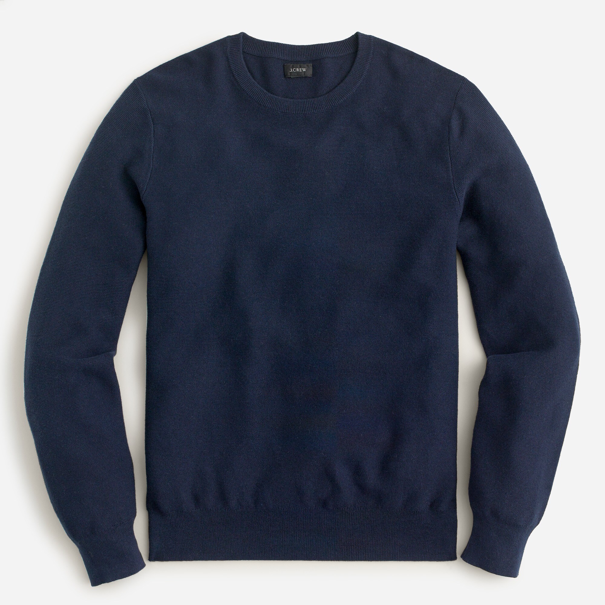 Cotton crewneck sweater in garter stitch sale