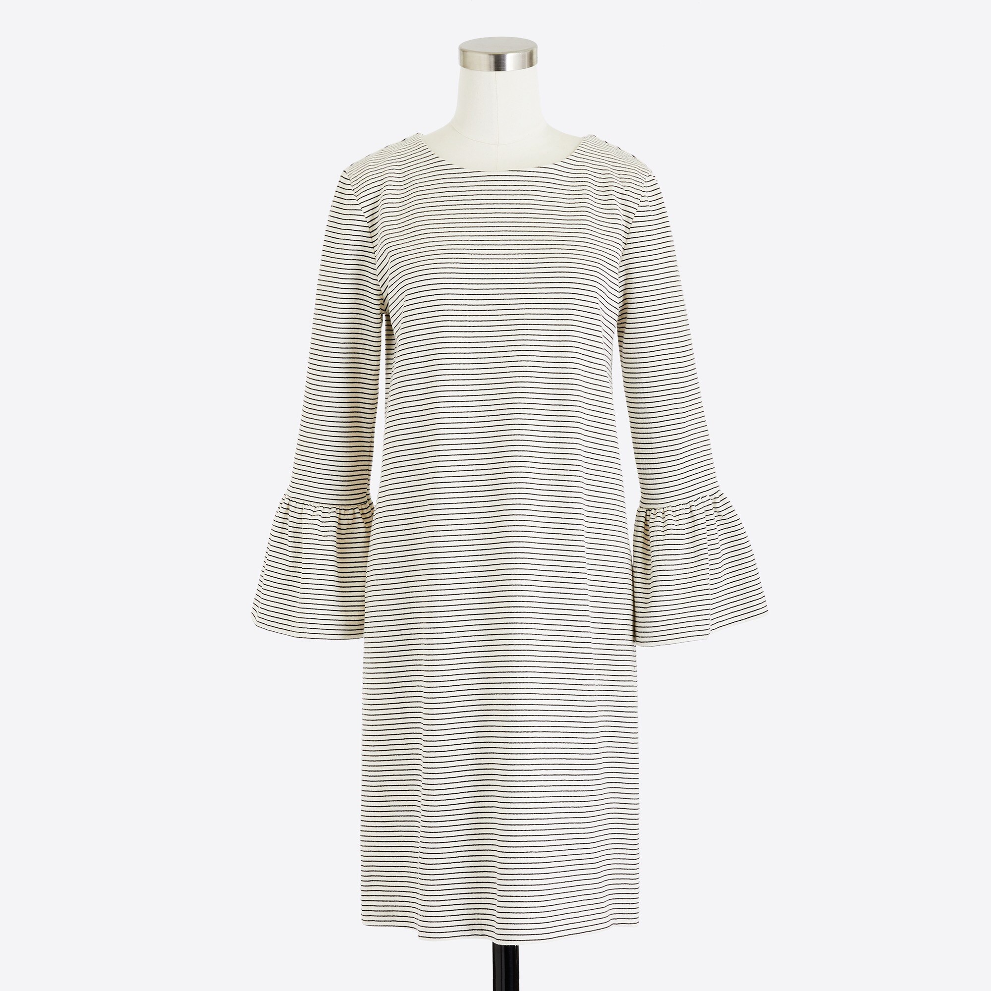 striped ruffle-sleeve dress for women