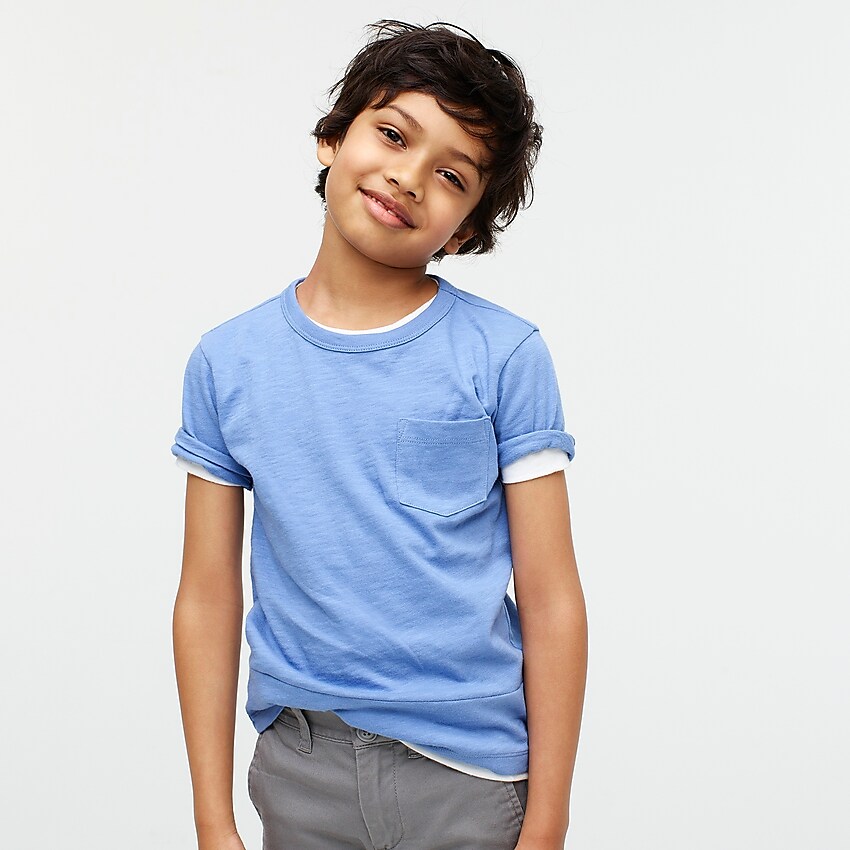 j.crew: kids' pocket t-shirt in slub cotton for boys, right side, view zoomed