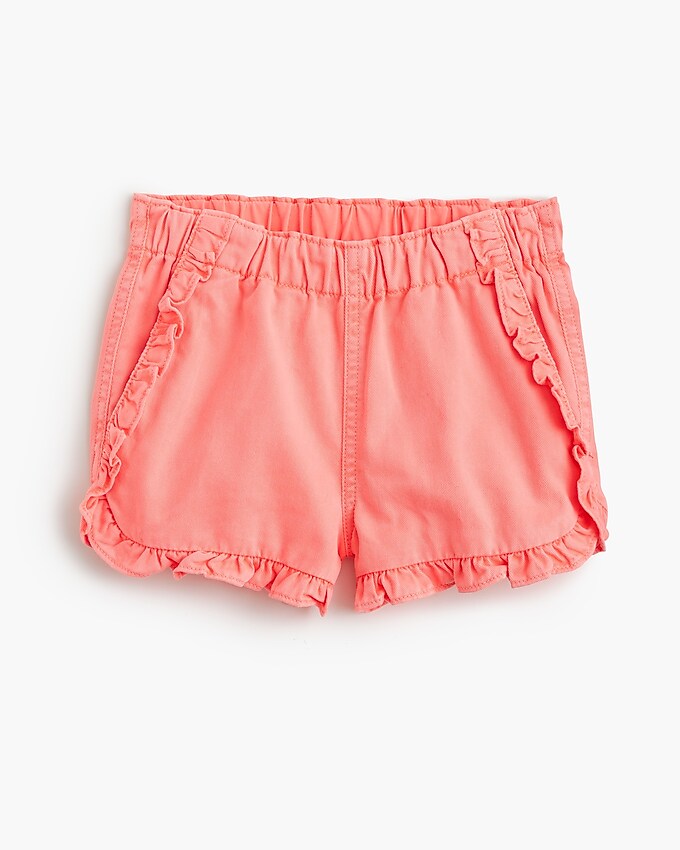 j.crew: girls' ruffle pull-on short for girls, right side, view zoomed